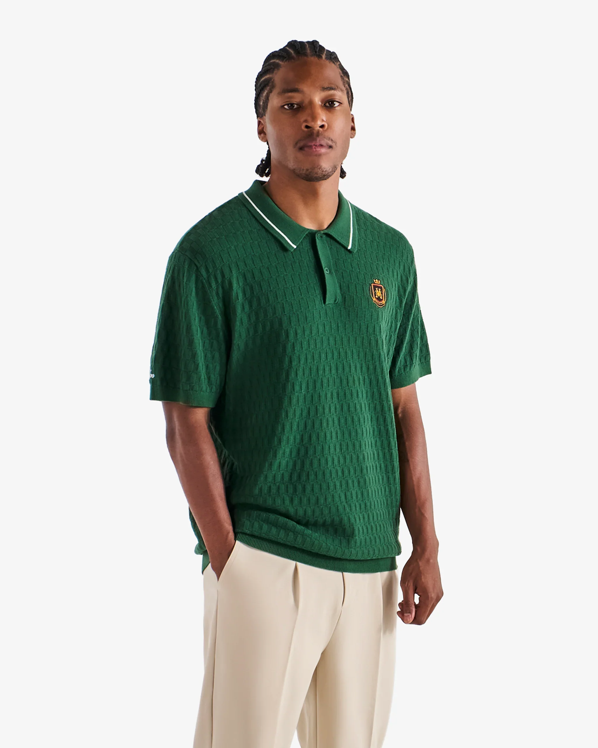 Malbon Golf Crest Knit Polo - Myrtle - Image 6