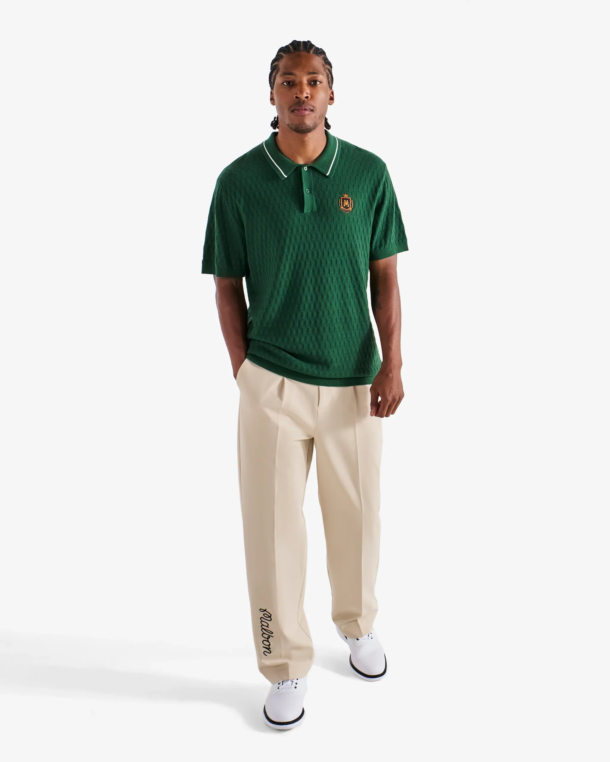 Malbon Golf Crest Knit Polo - Myrtle - Image 8
