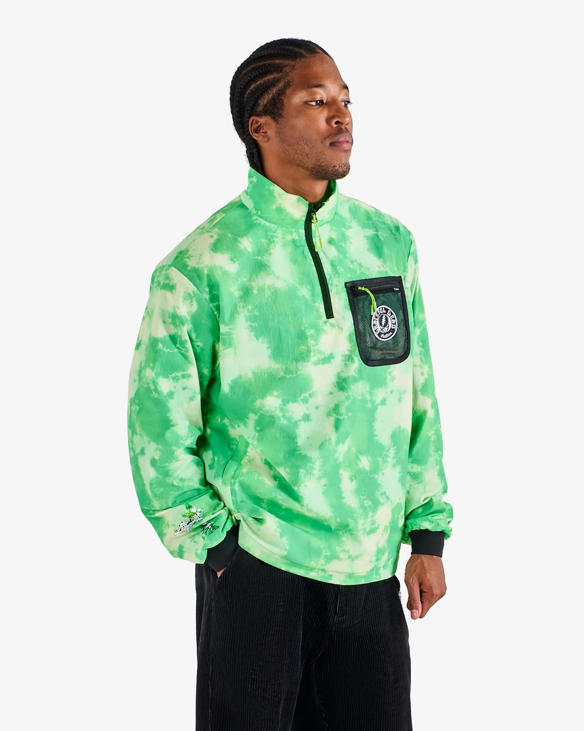 Malbon Golf Grateful Dead Cascade Windshirt - Green Tie Dye - Image 3