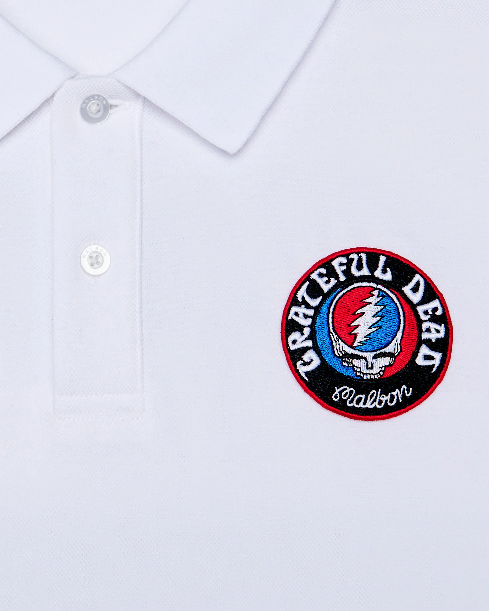 Malbon Golf Grateful Dead Stealie Polo - White - Image 5