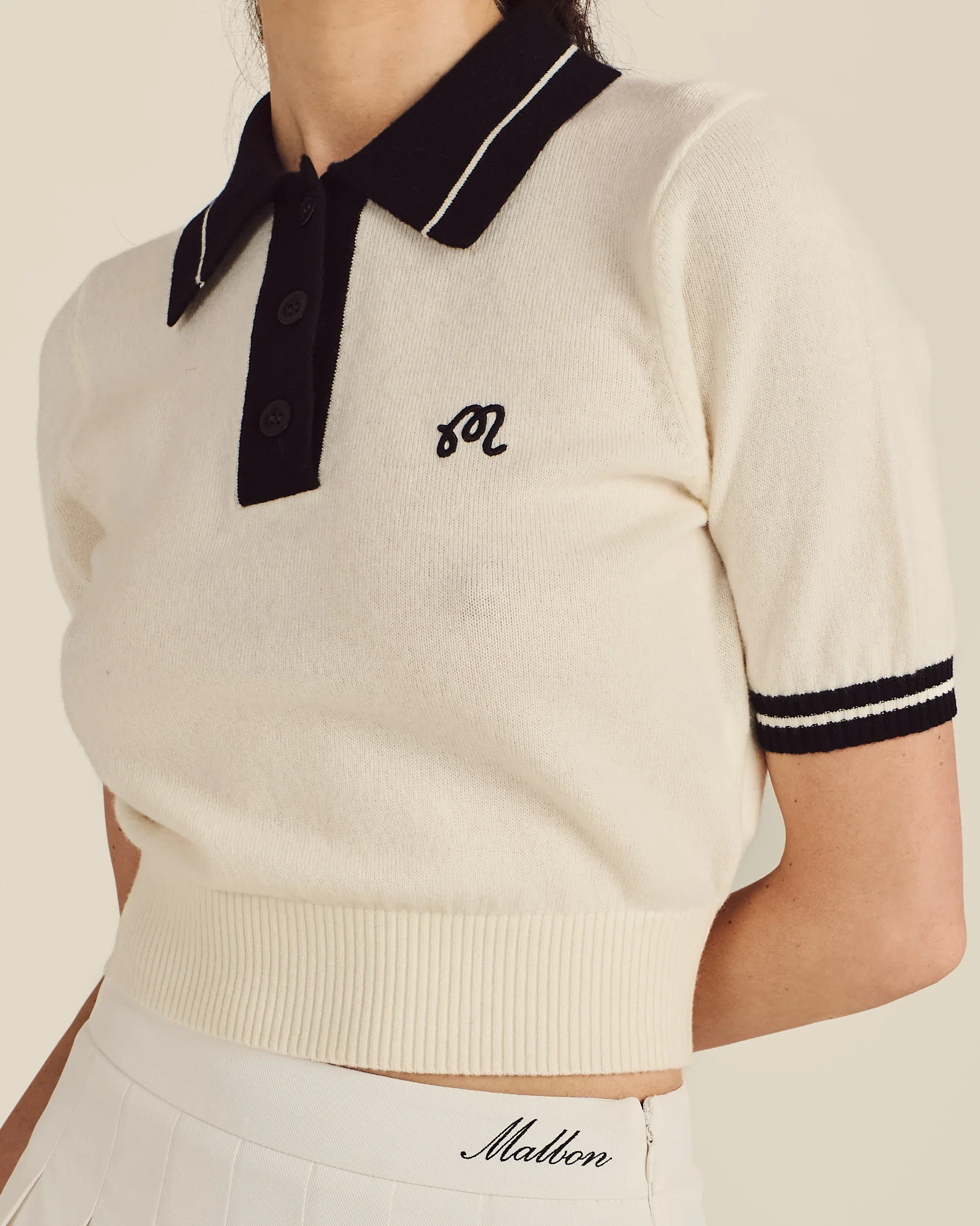 Malbon Golf Womens Mikayla Knit Polo - Canvas - Image 2