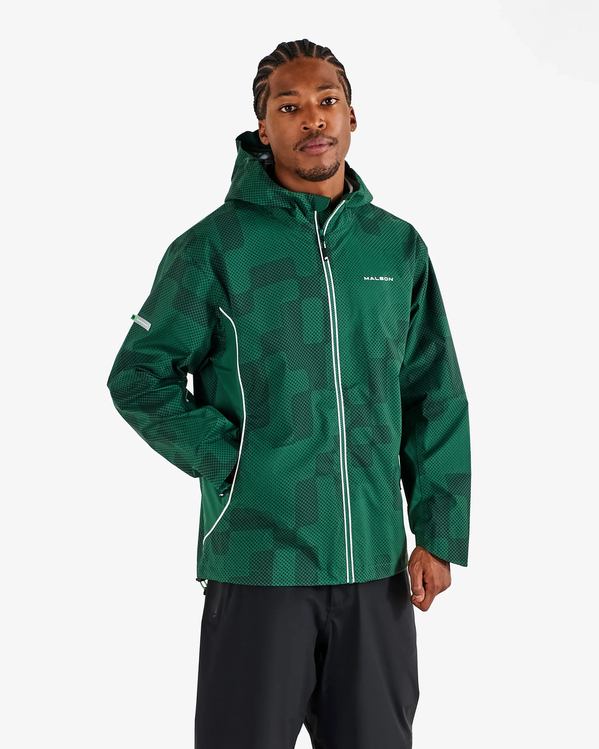 Malbon Golf Performance Full Zip Rain Jacket - Green - Image 4