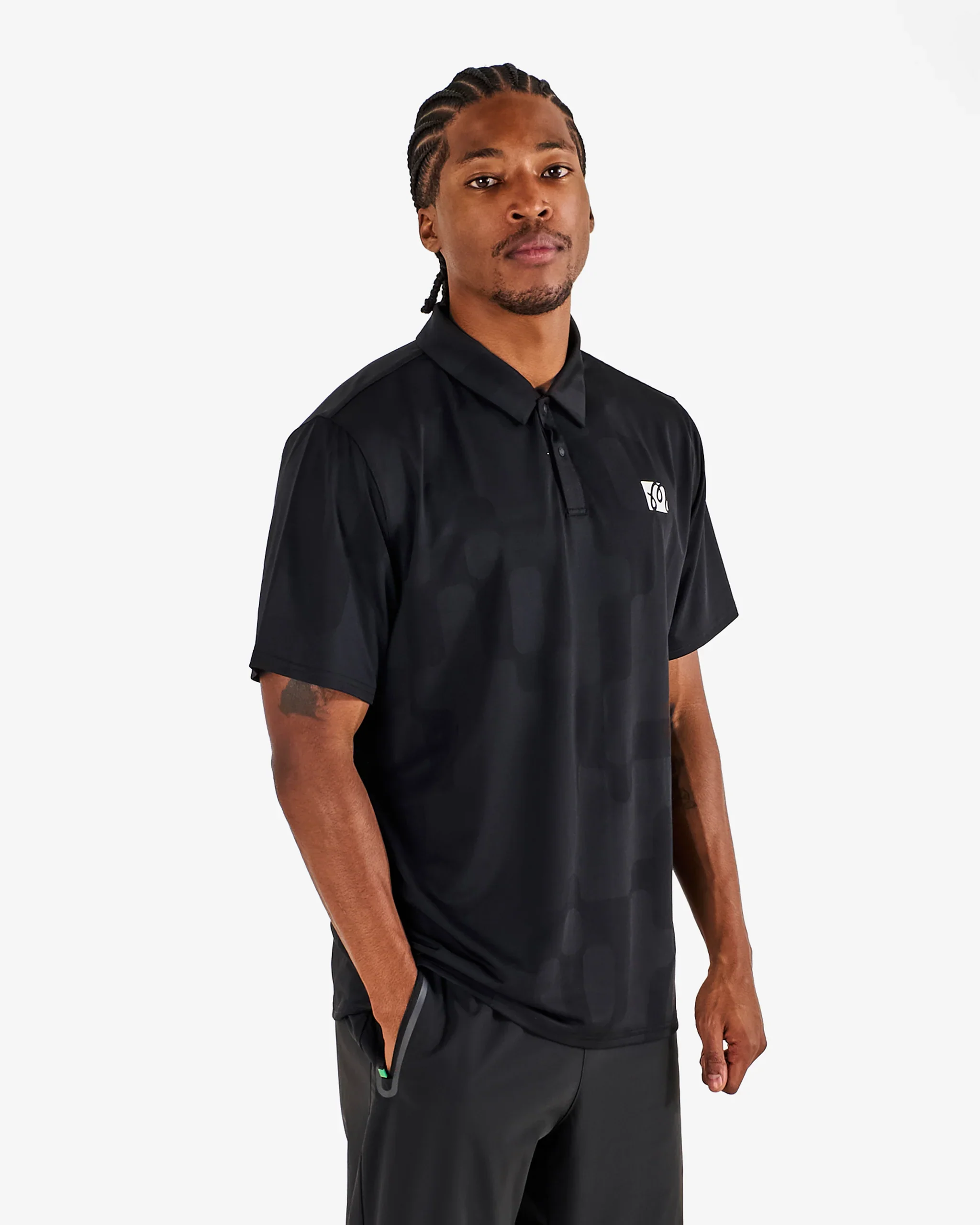 Malbon Golf Performance Mesh Paneled Polo - Black - Image 5
