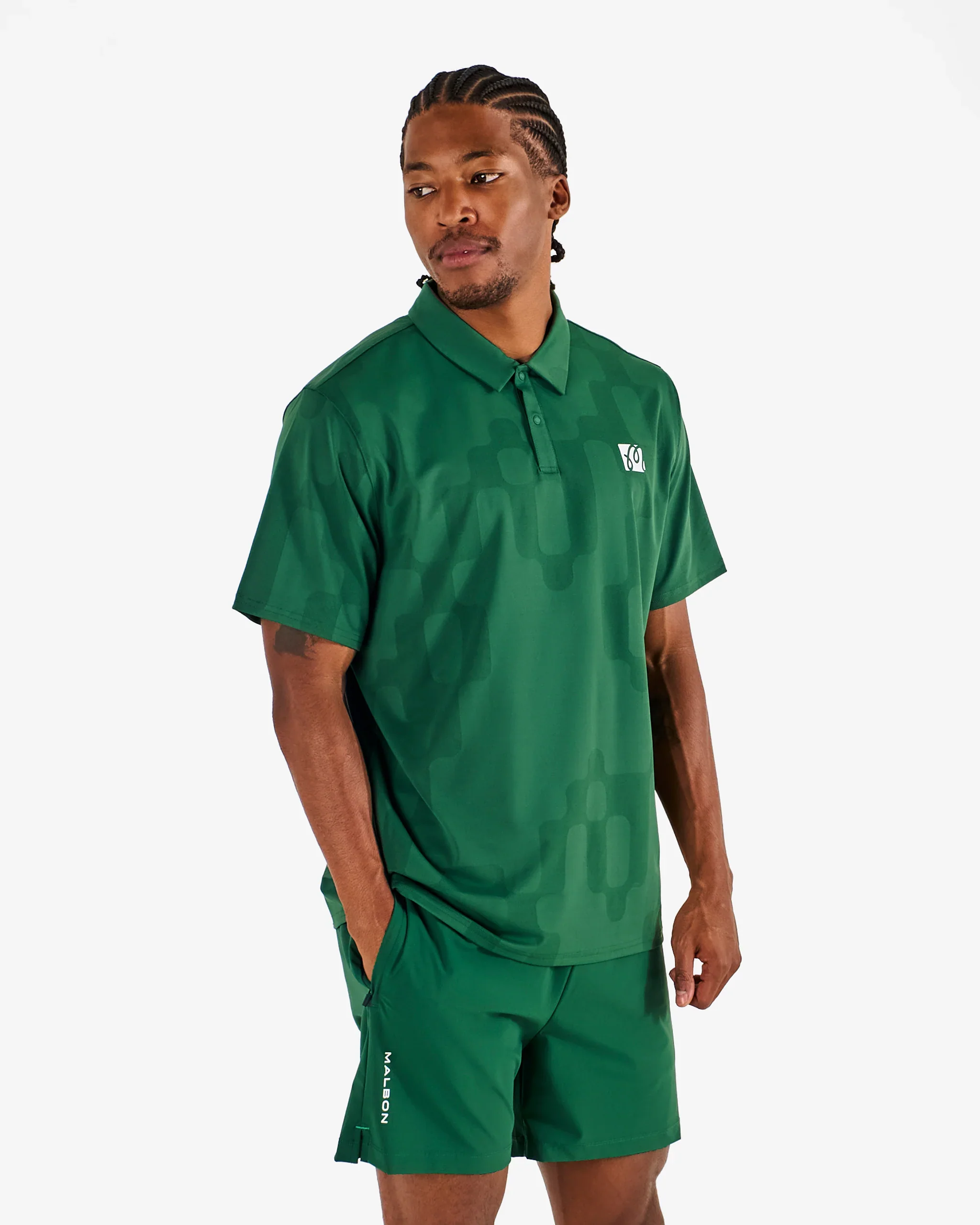 Malbon Golf Performance Mesh Paneled Polo - Eden Green - Image 2