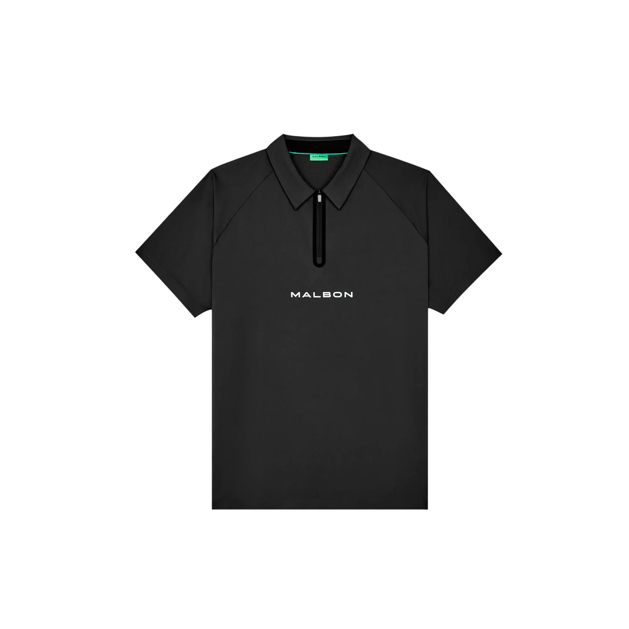 Malbon Golf Performance Zip Raglan Polo - Black
