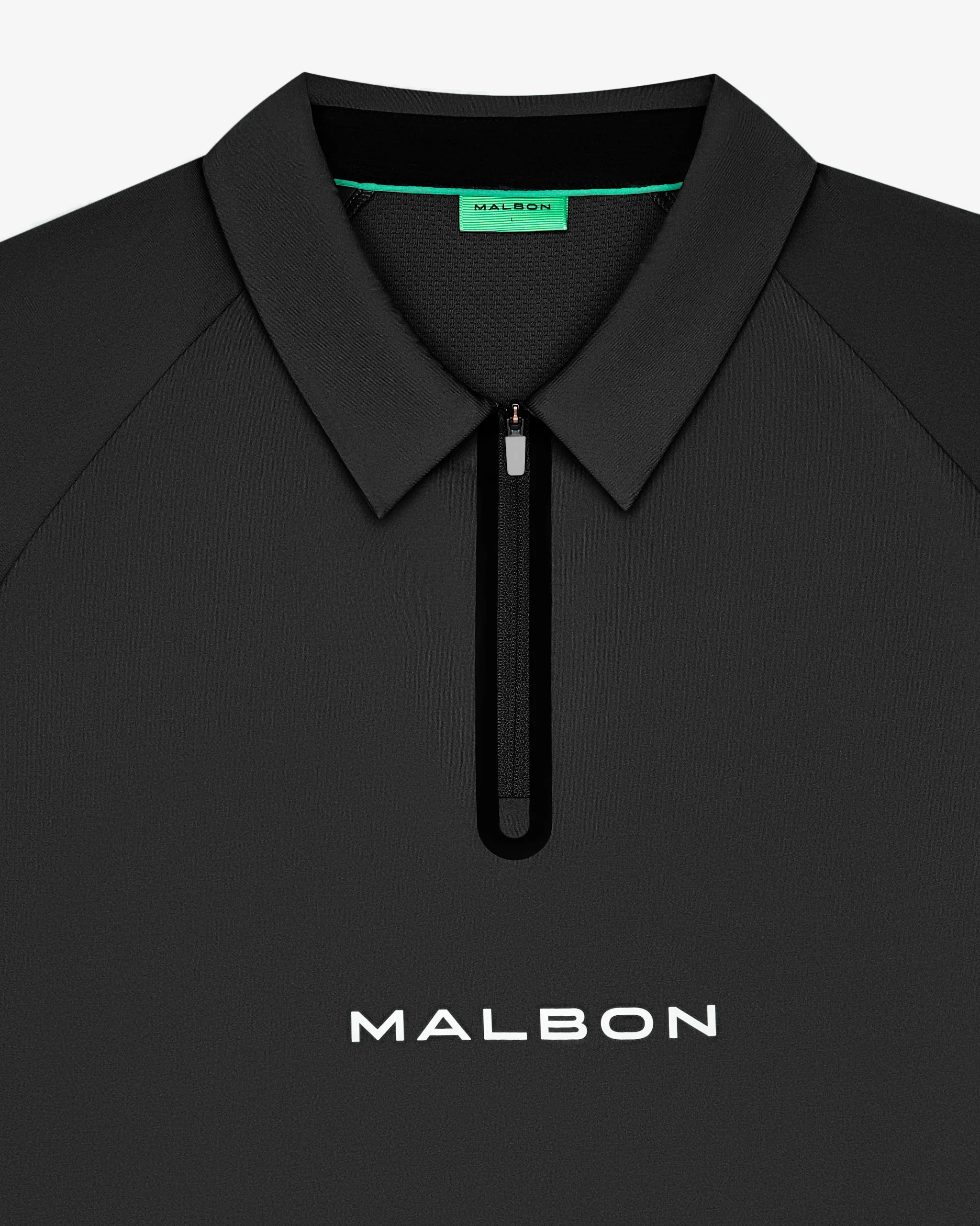 Malbon Golf Performance Zip Raglan Polo - Black - Image 6