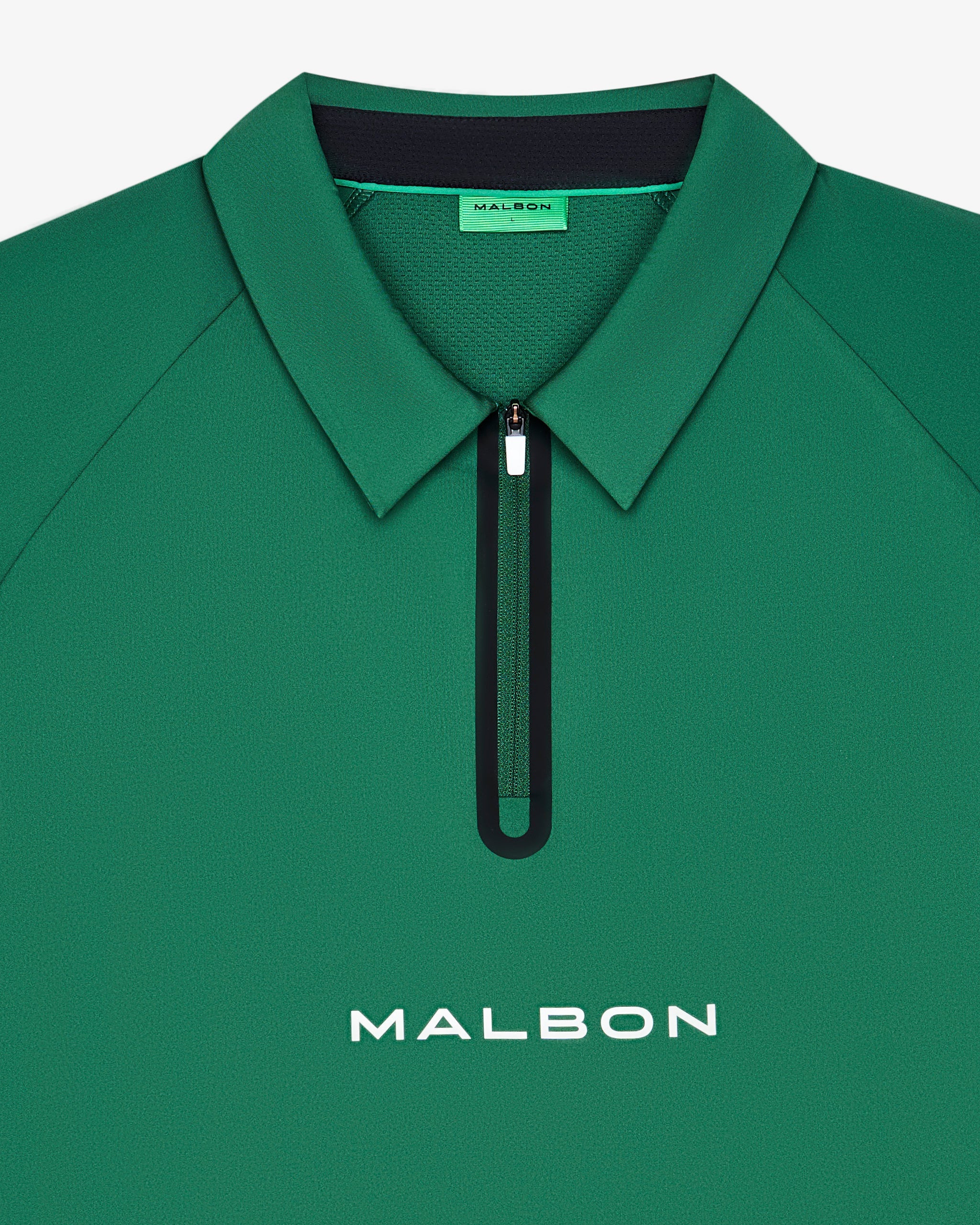 Malbon Golf Performance Zip Raglan Polo - Eden Green - Image 3