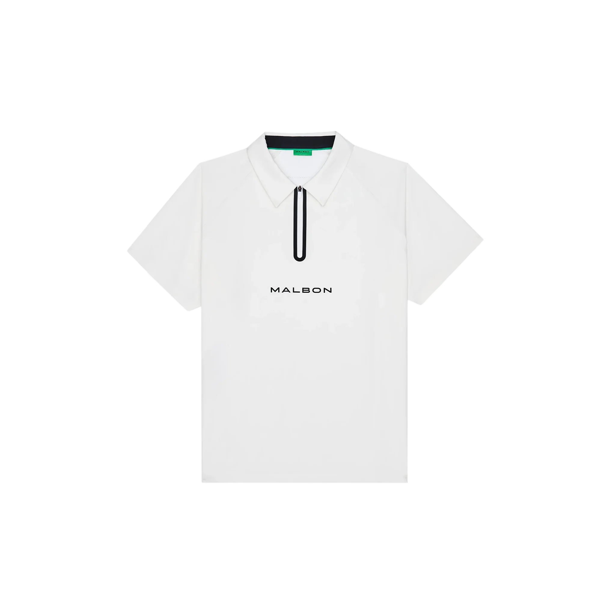 Malbon Golf Performance Zip Raglan Polo - White