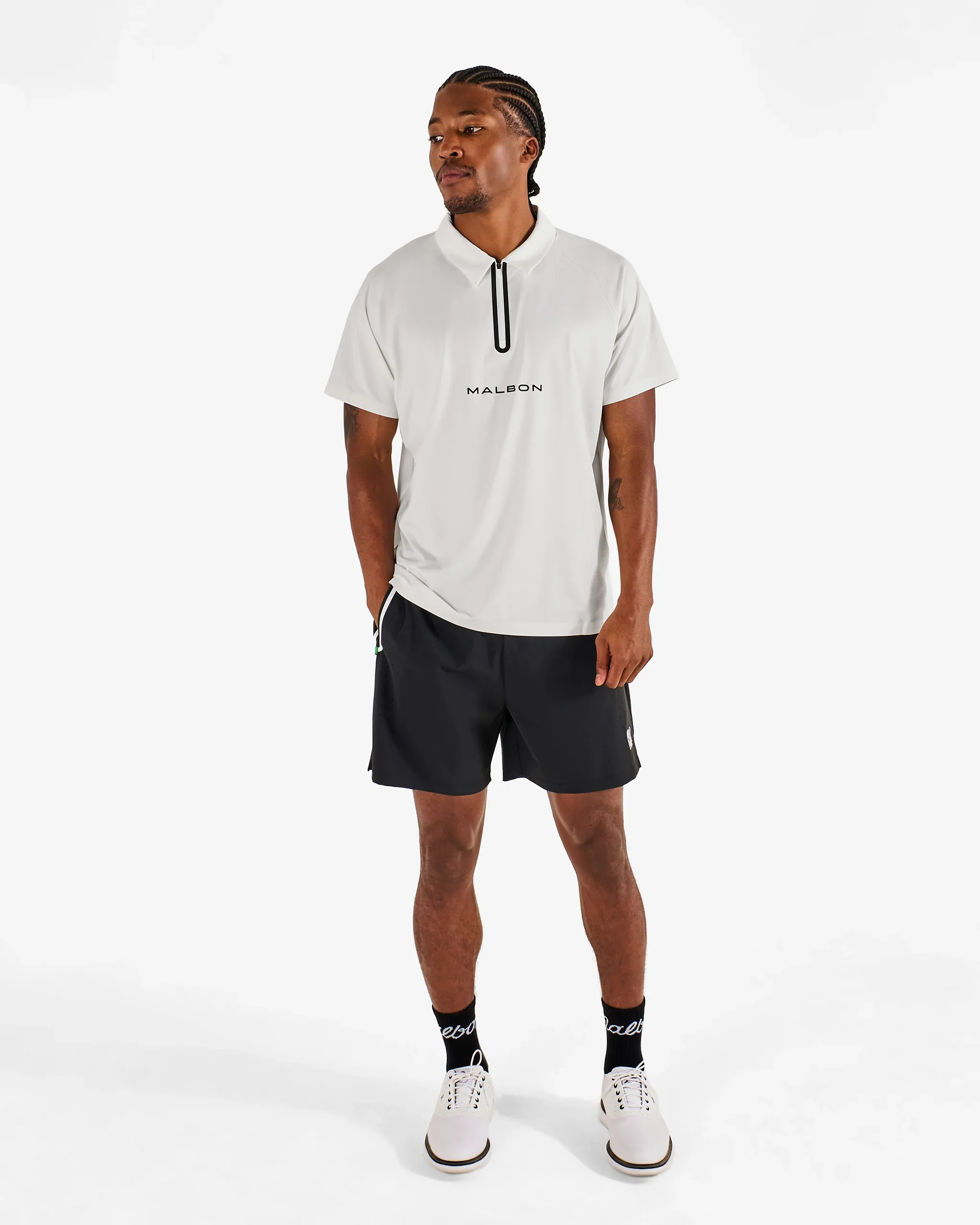 Malbon Golf Performance Zip Raglan Polo - White - Image 2