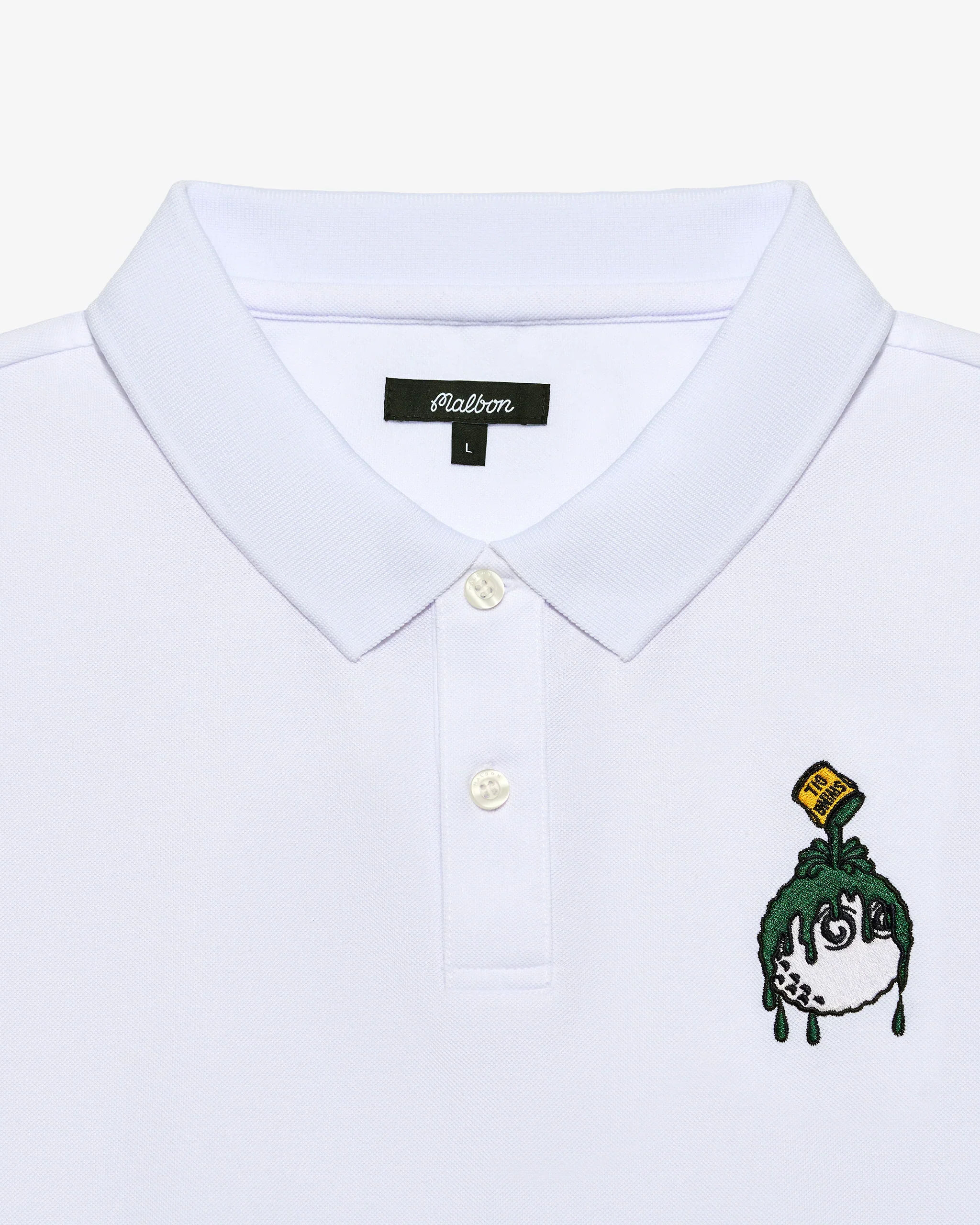 Malbon Golf Swing Oil Performance Pique Polo - White - Image 4