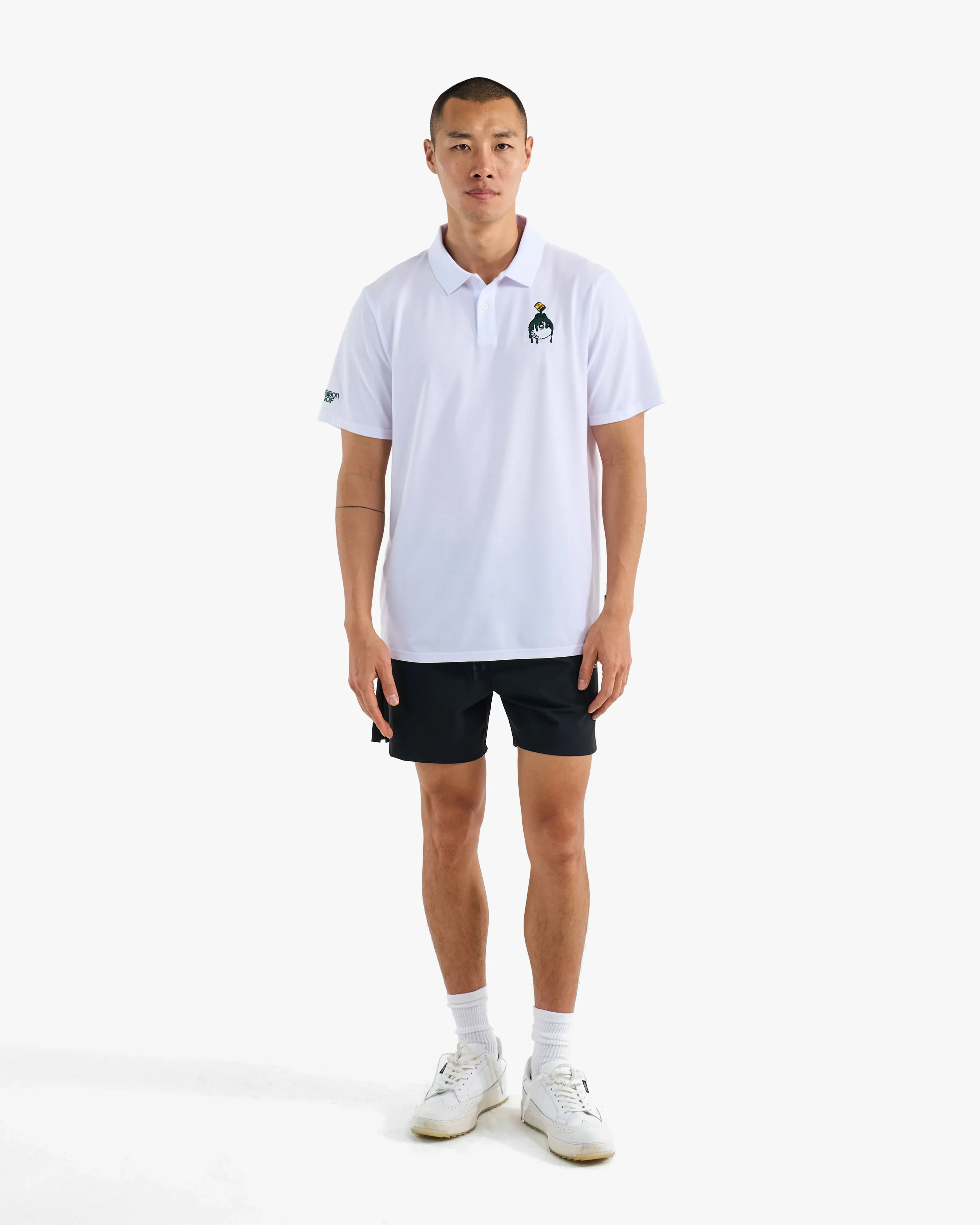 Malbon Golf Swing Oil Performance Pique Polo - White - Image 5