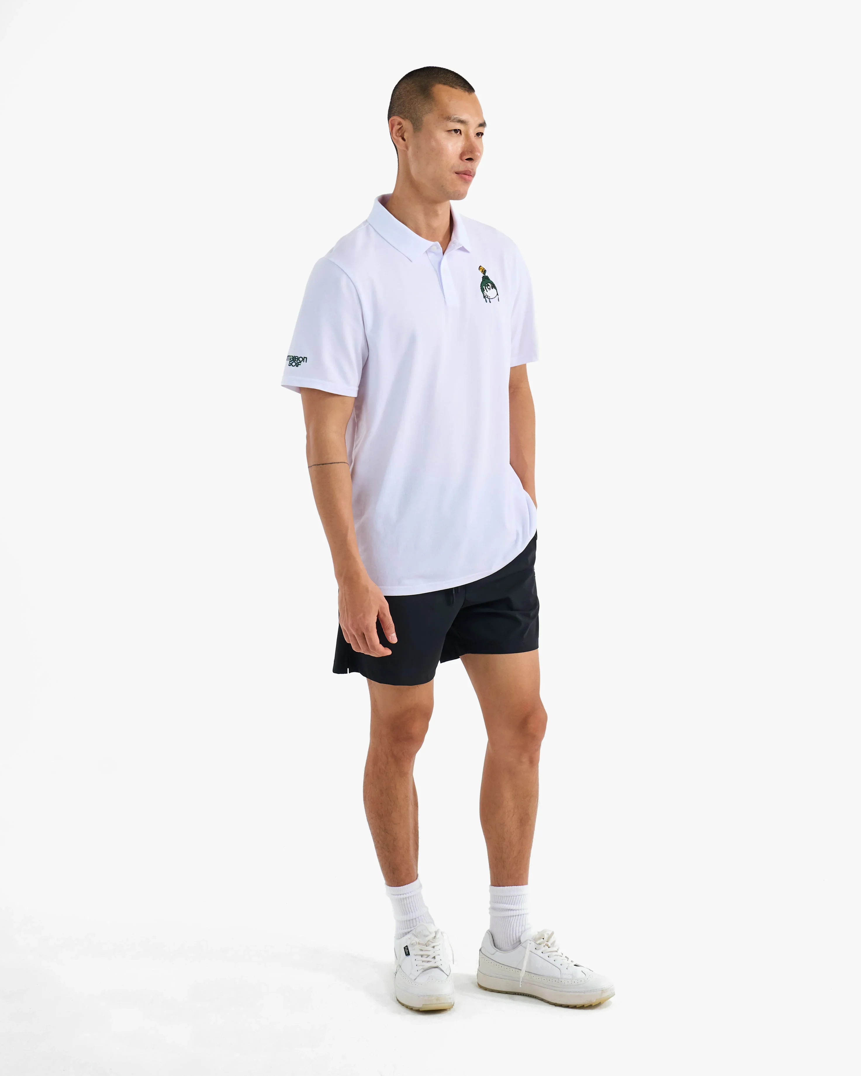 Malbon Golf Swing Oil Performance Pique Polo - White - Image 7