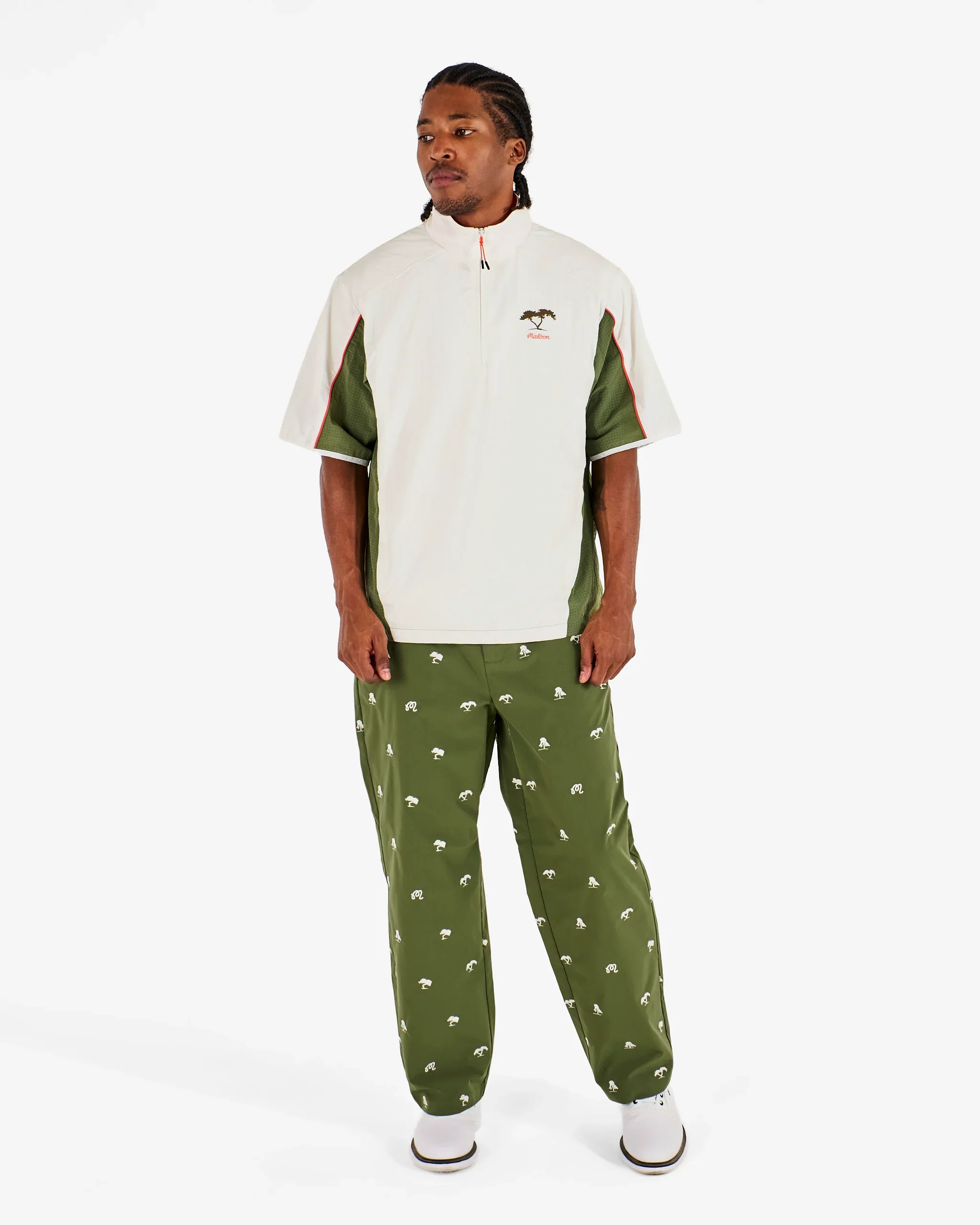 Malbon Golf Torrey Pines Windshirt - White/Green - Image 5