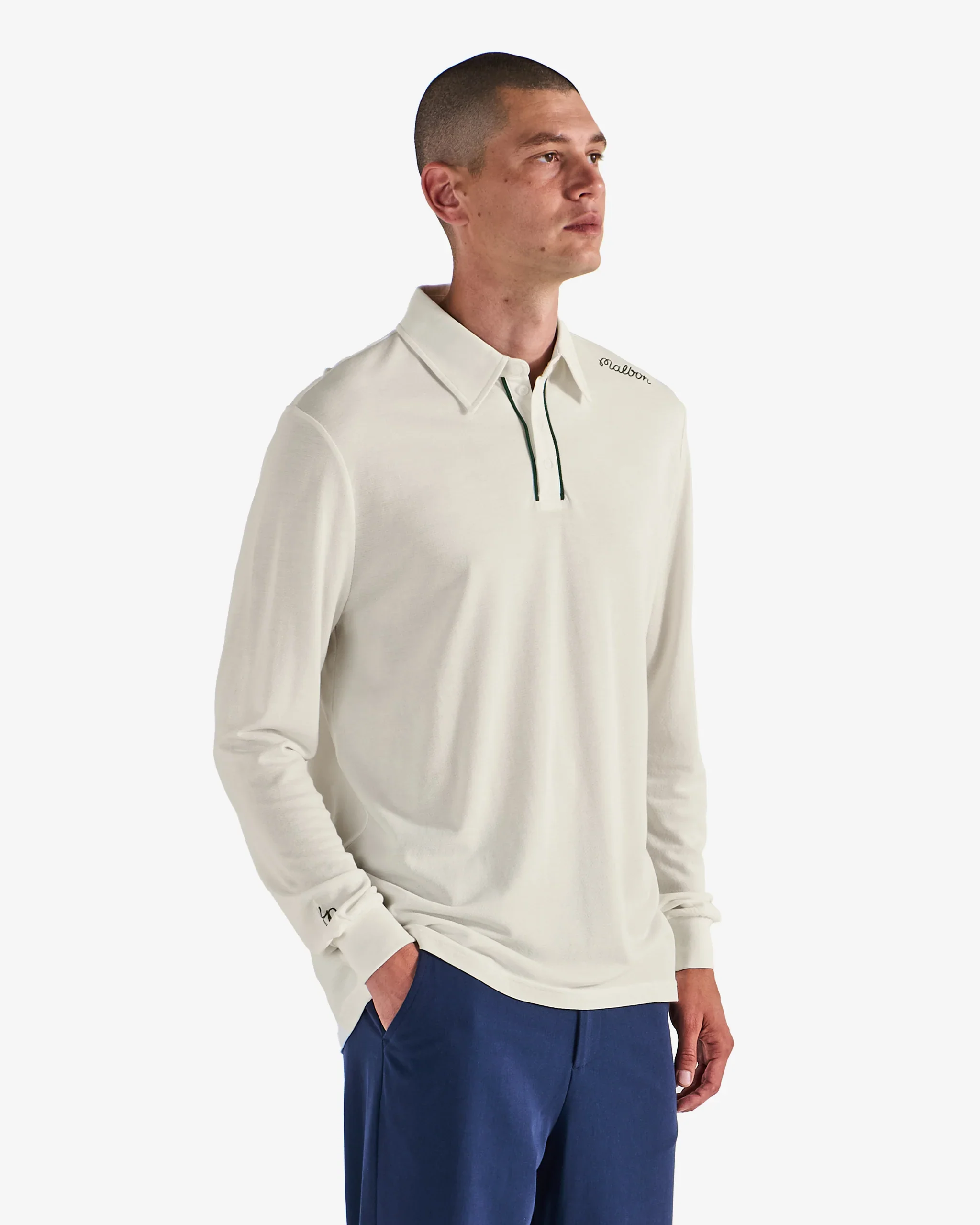 Malbon Golf x Jesper Parnevik Pique Polo - Cream - Image 6