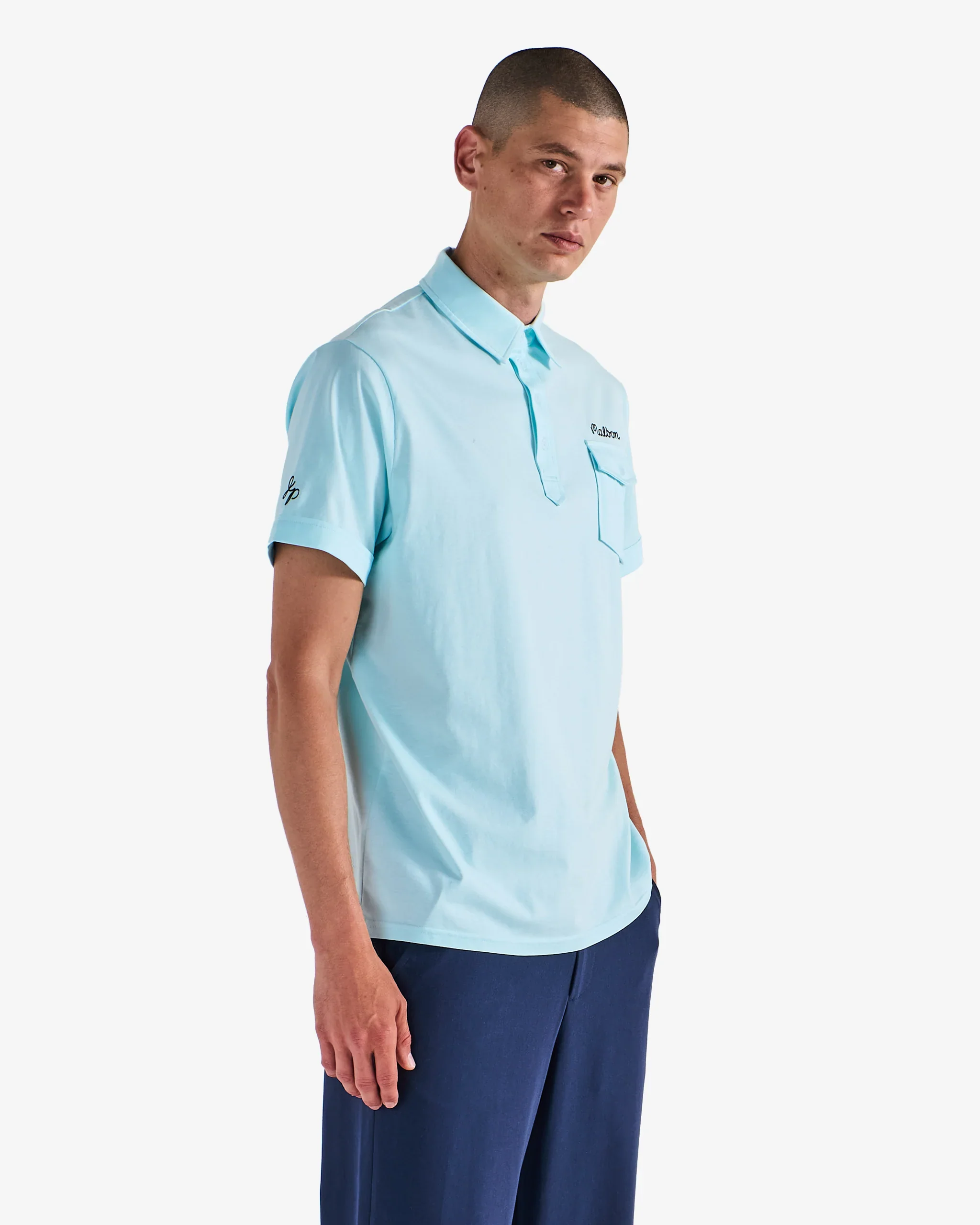 Malbon Golf x Jesper Parnevik Pocket Polo - Aqua Blue - Image 4