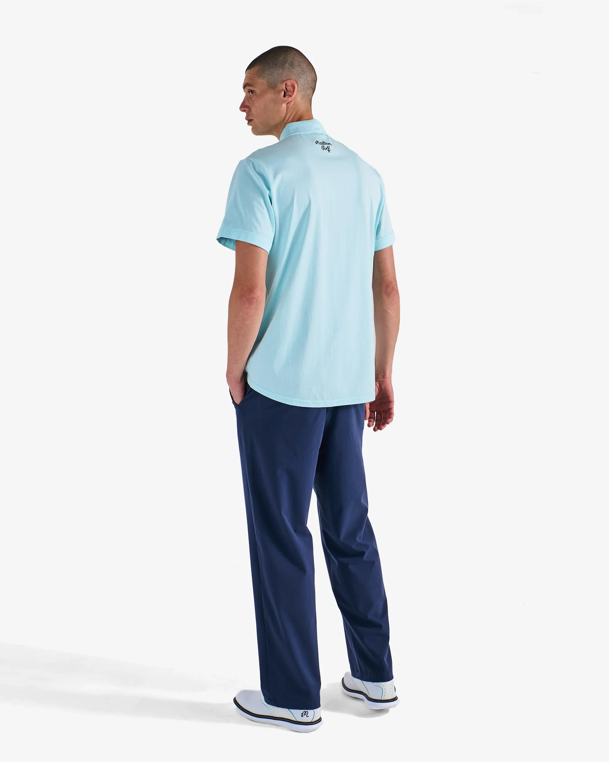 Malbon Golf x Jesper Parnevik Pocket Polo - Aqua Blue - Image 5