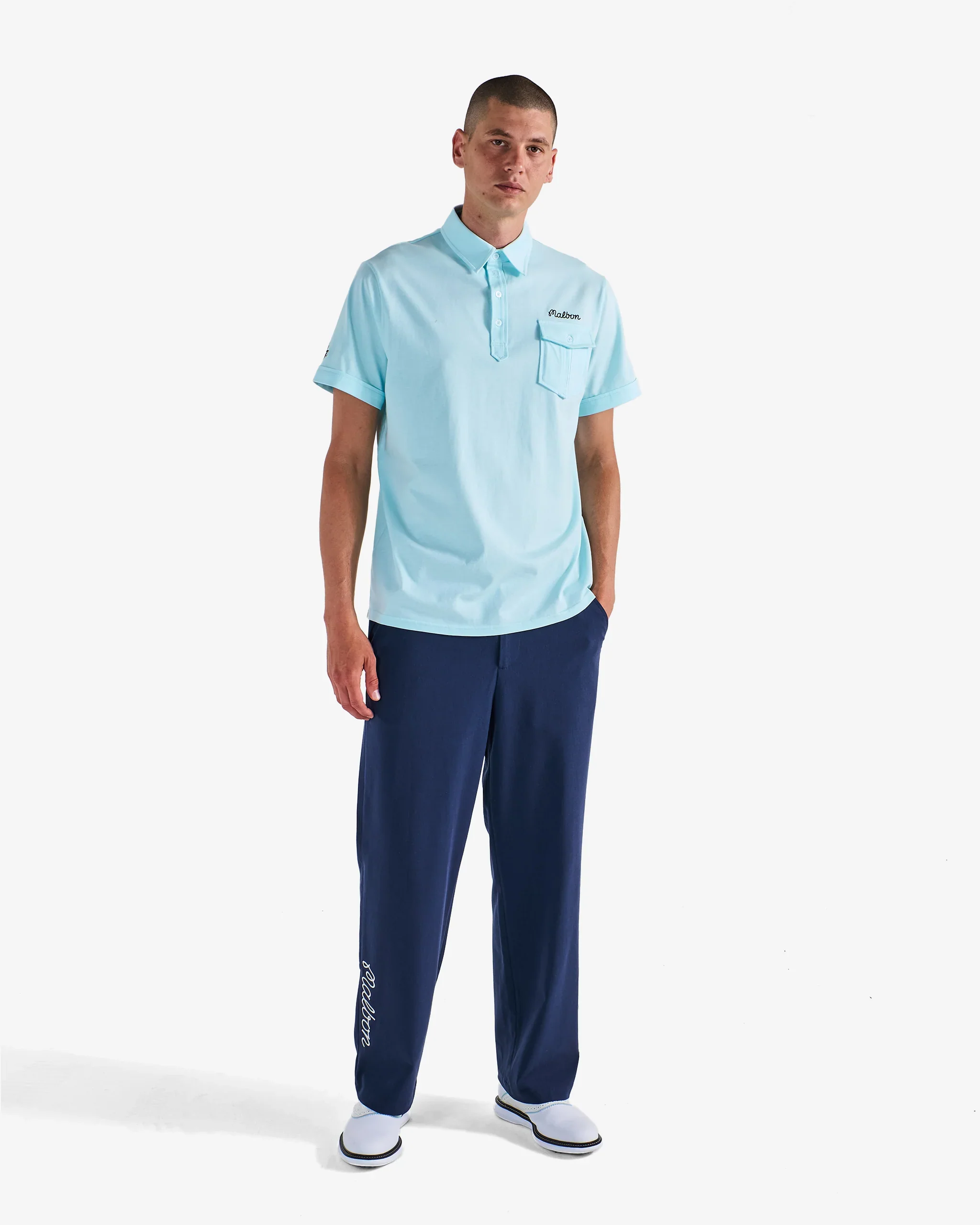 Malbon Golf x Jesper Parnevik Pocket Polo - Aqua Blue - Image 7