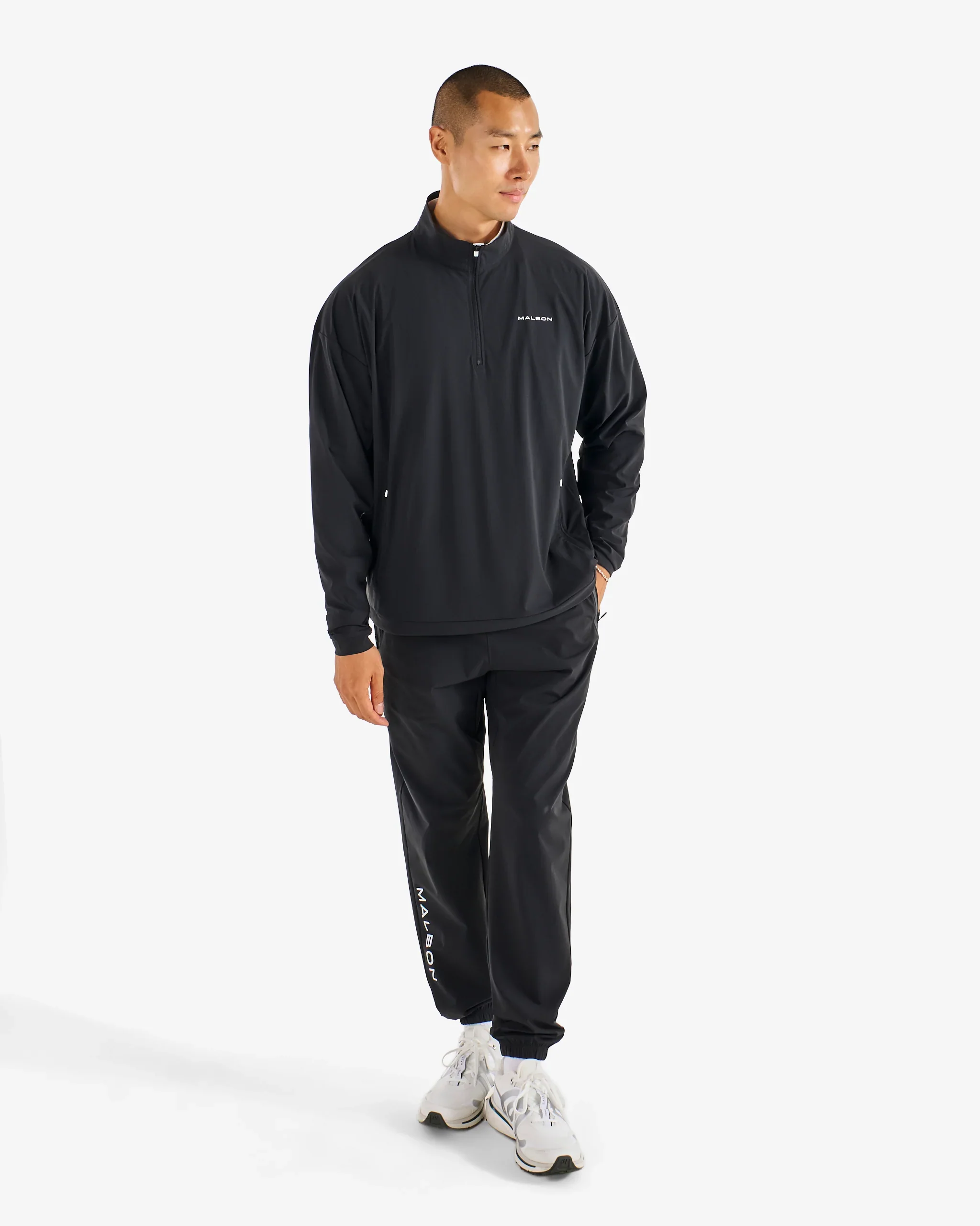 Malbon Performance Quarter Zip Shell Pullover - Black - Image 6