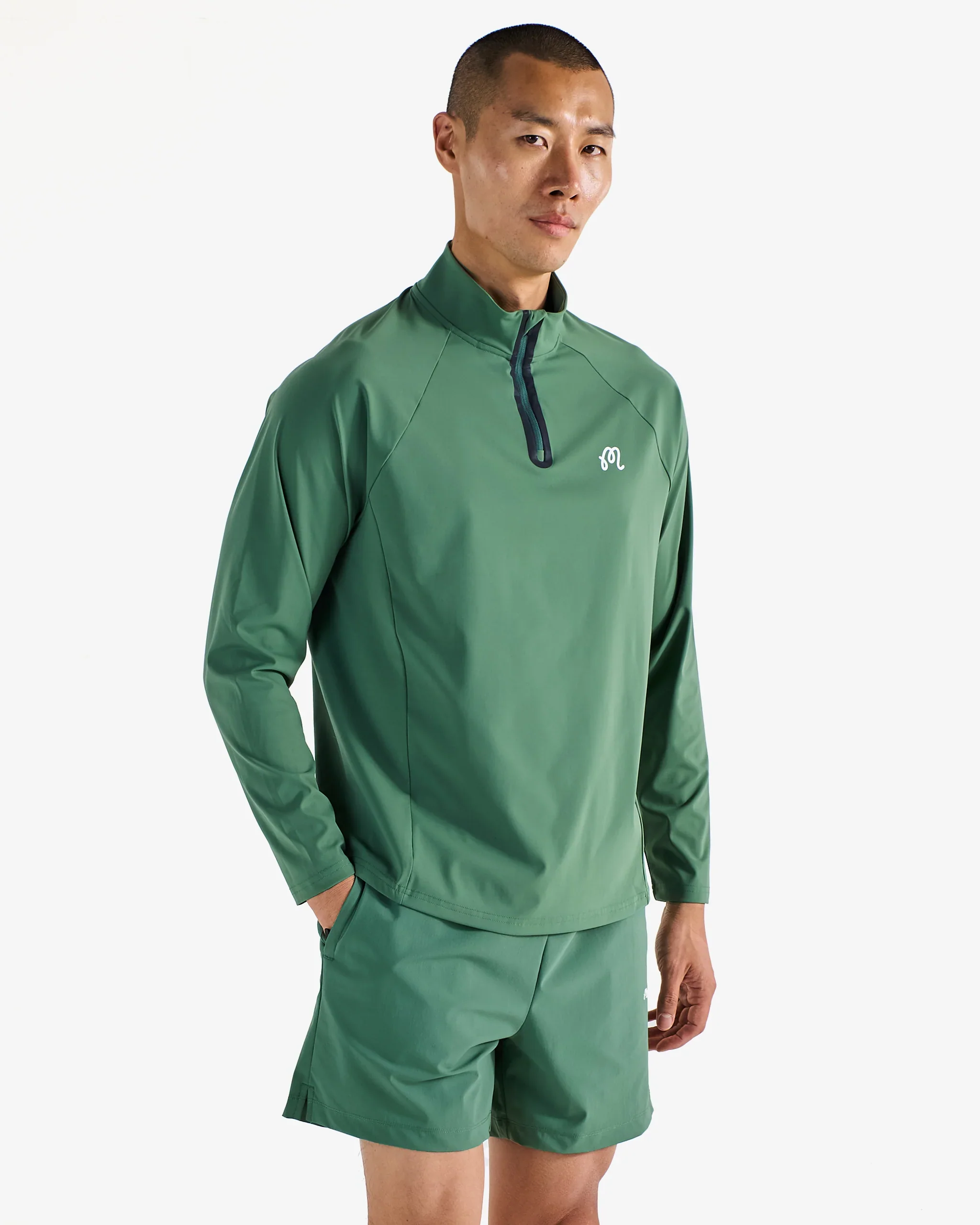Malbon Performance Raglan Quarter Zip - Forest - Image 5