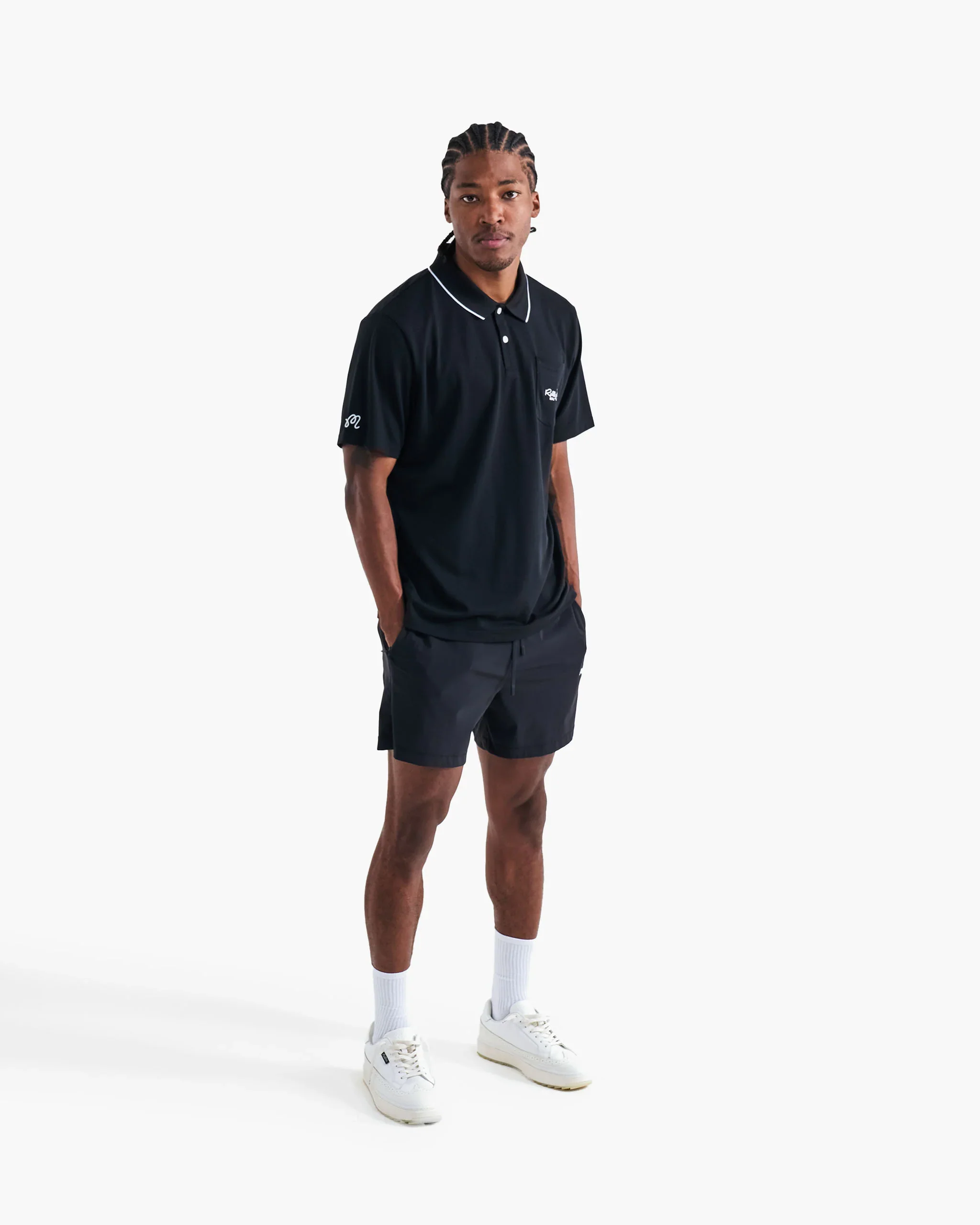 Malbon Roll King Performance Pique Polo - Black - Image 5