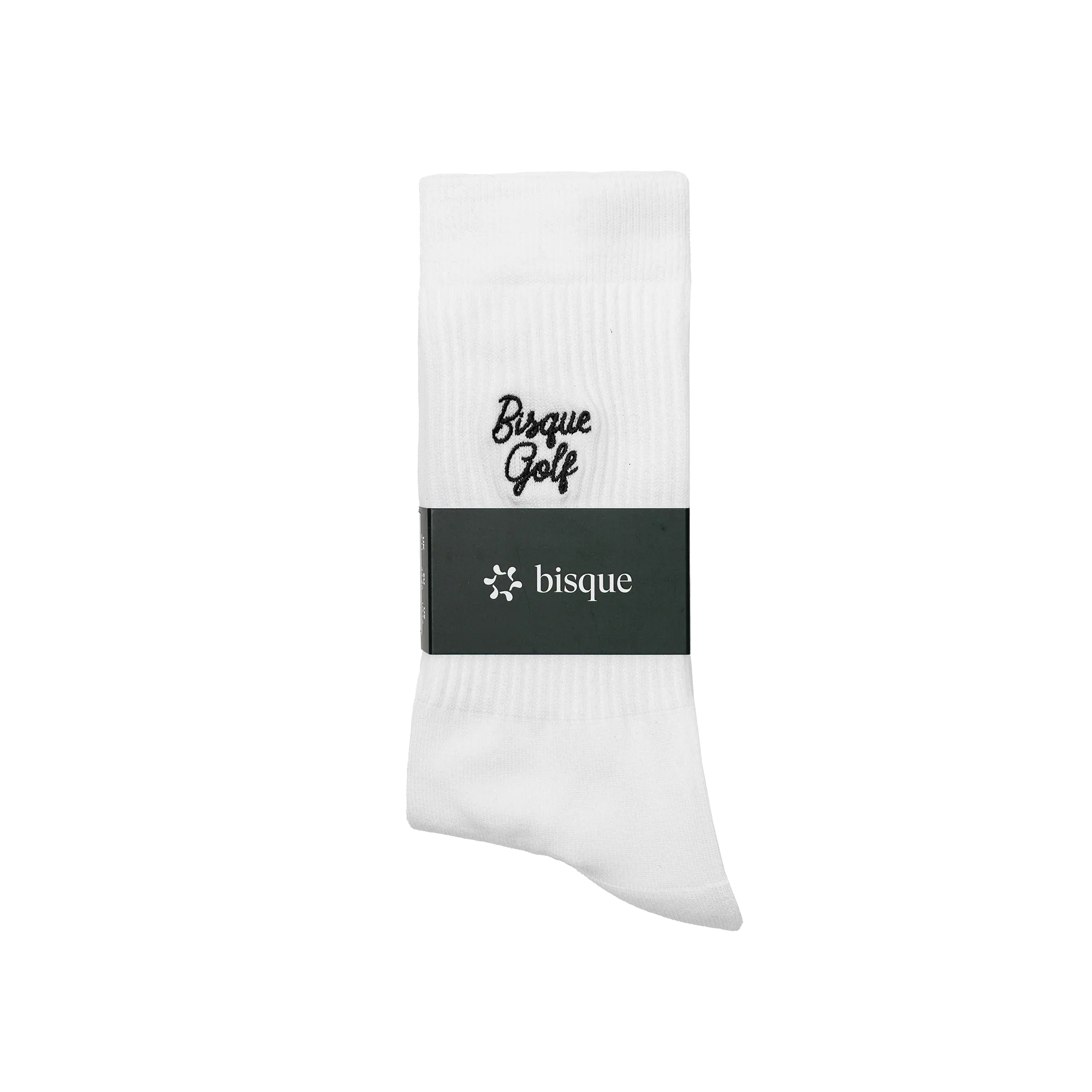 Bisque Golf Crew Sock Script - White
