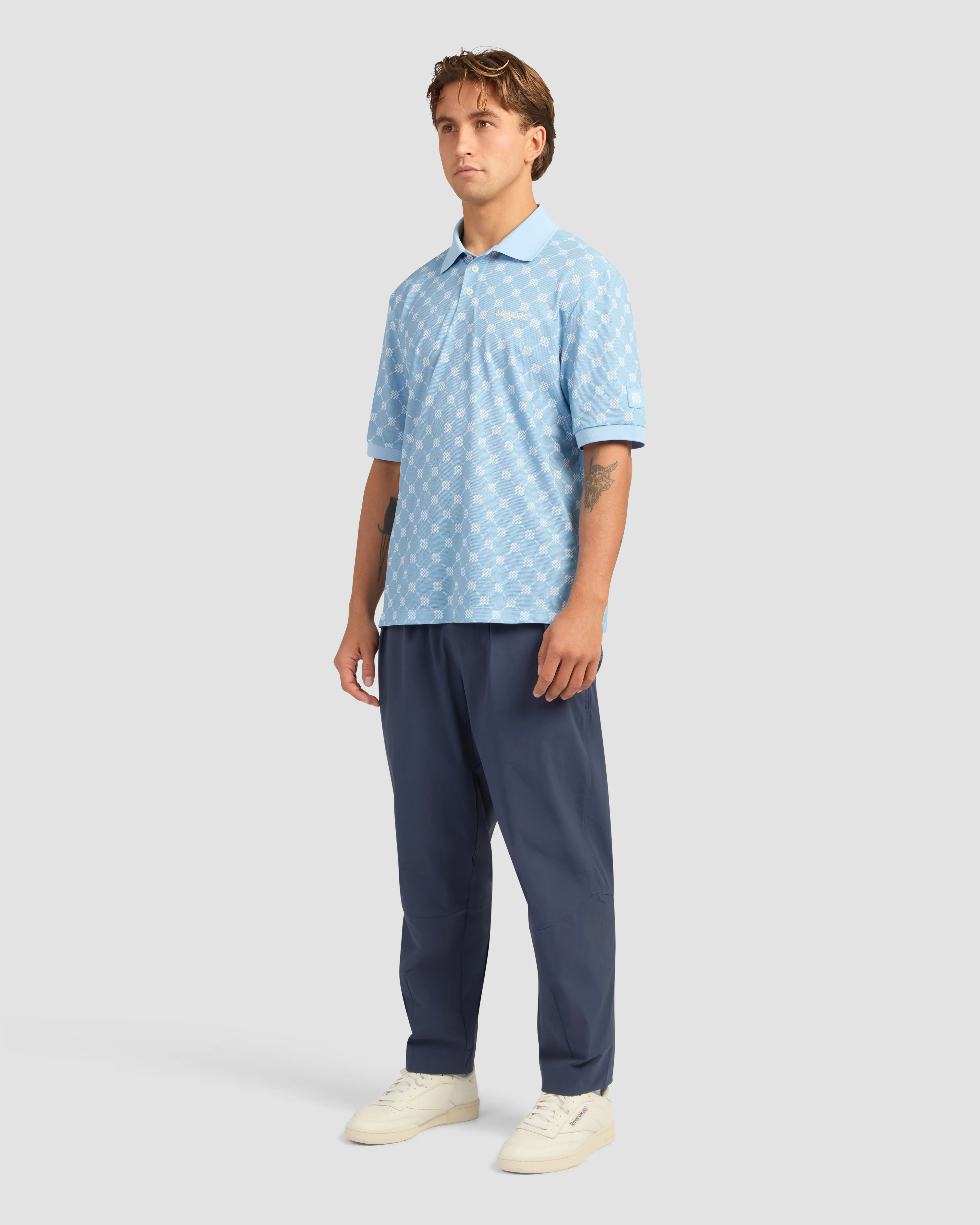 Manors GOAT Pique Polo Monogram - Sky Blue - Image 6