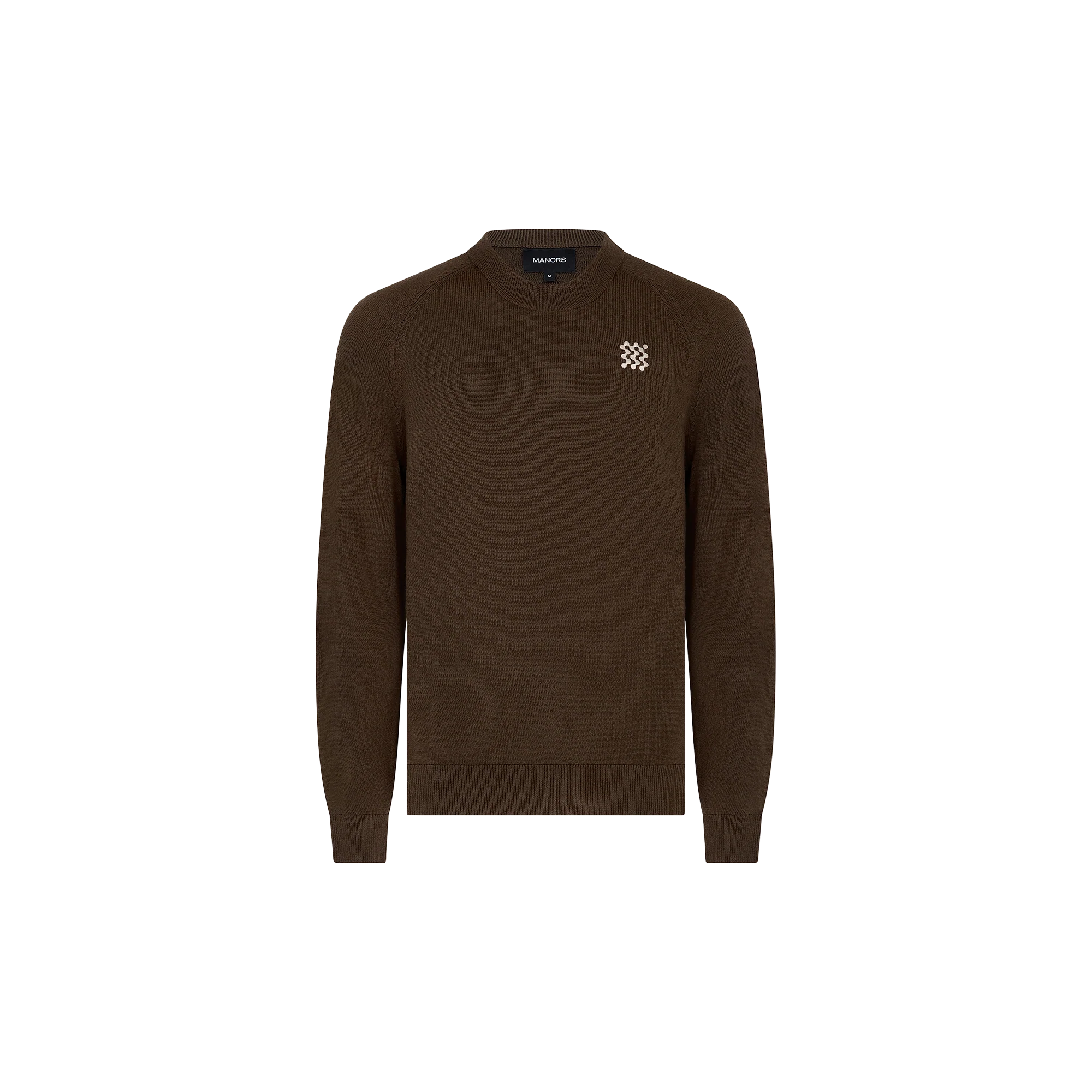 Manors Golf Merino Tech Crewneck - Hickory Brown