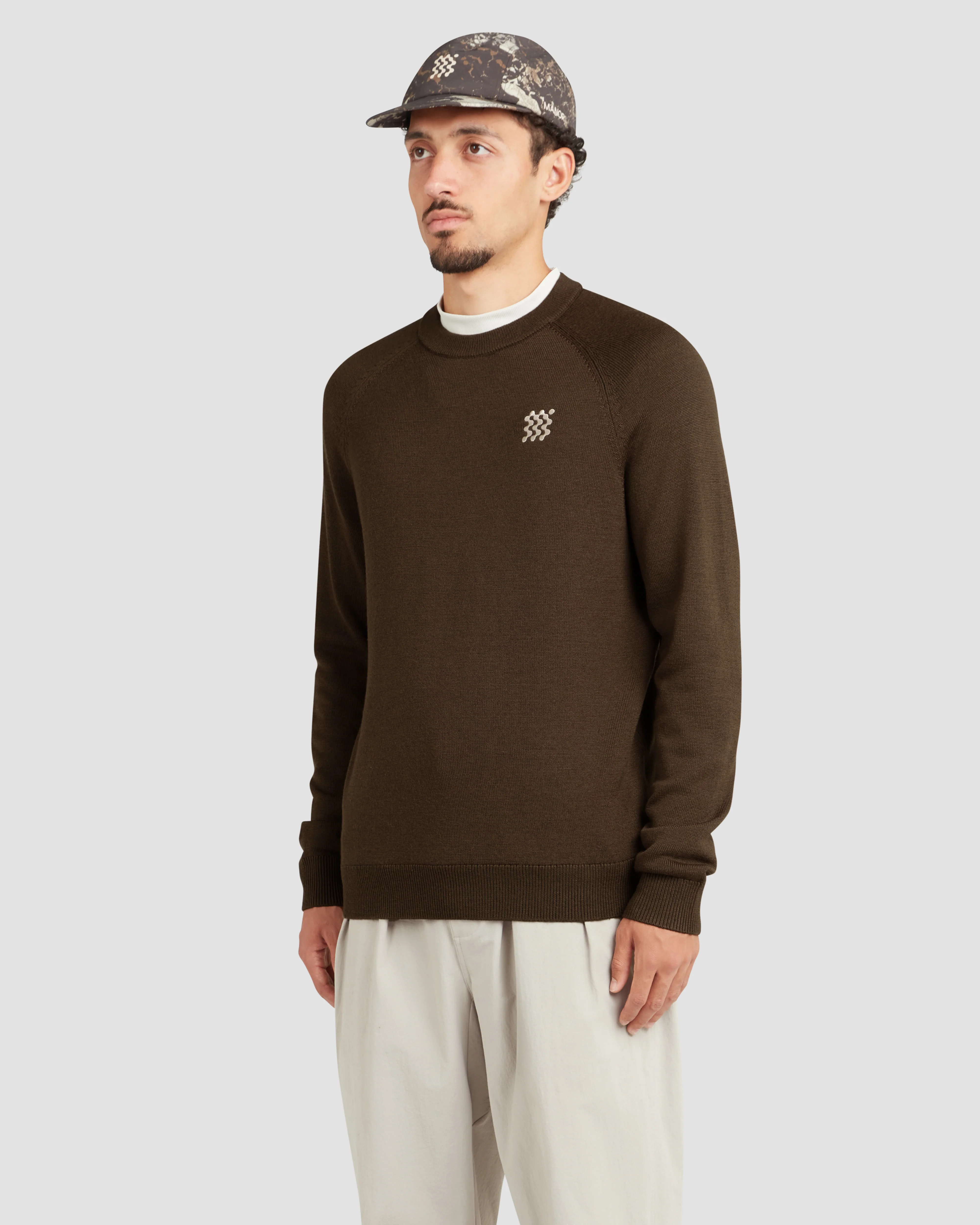 Manors Golf Merino Tech Crewneck - Hickory Brown - Image 11