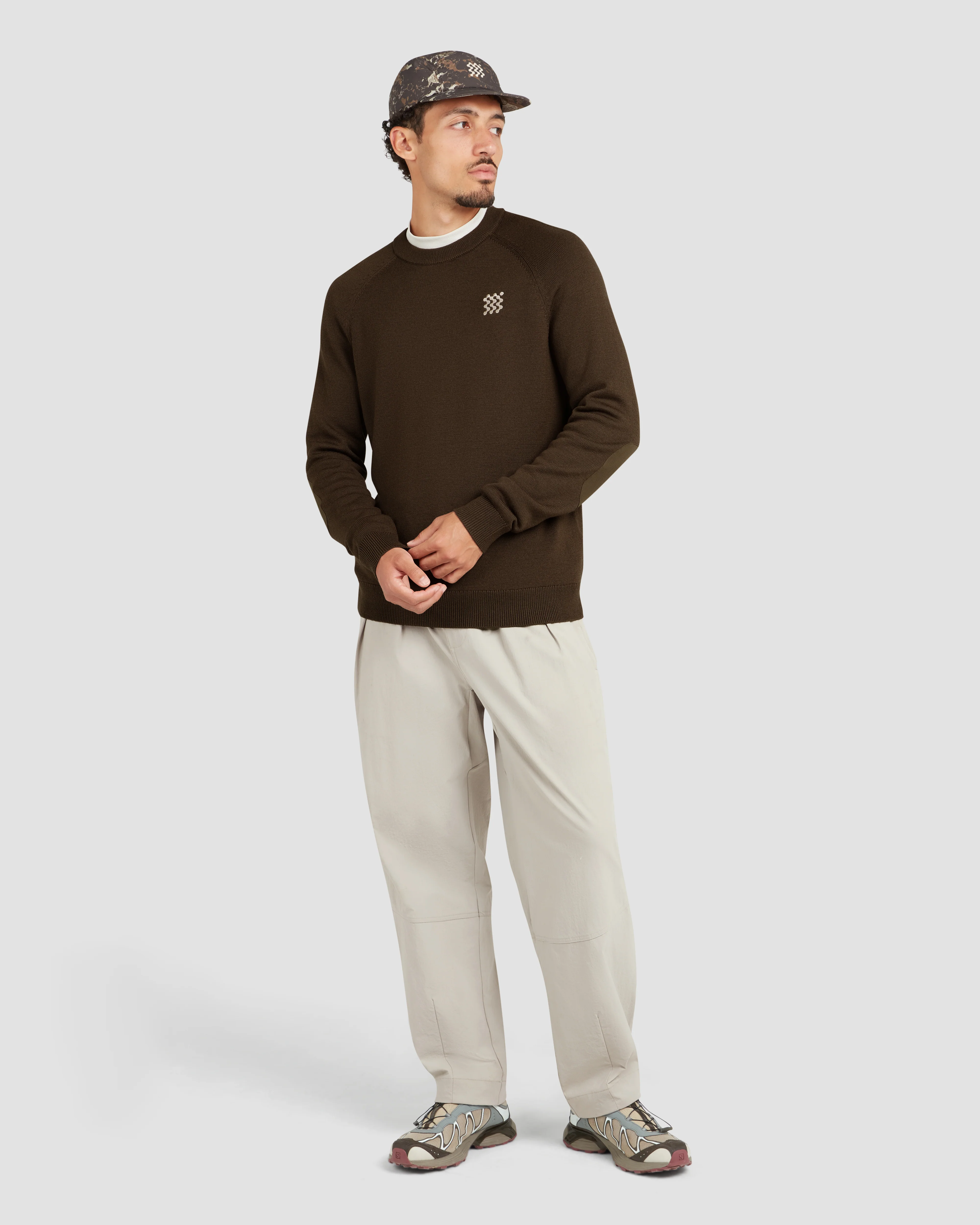 Manors Golf Merino Tech Crewneck - Hickory Brown - Image 6
