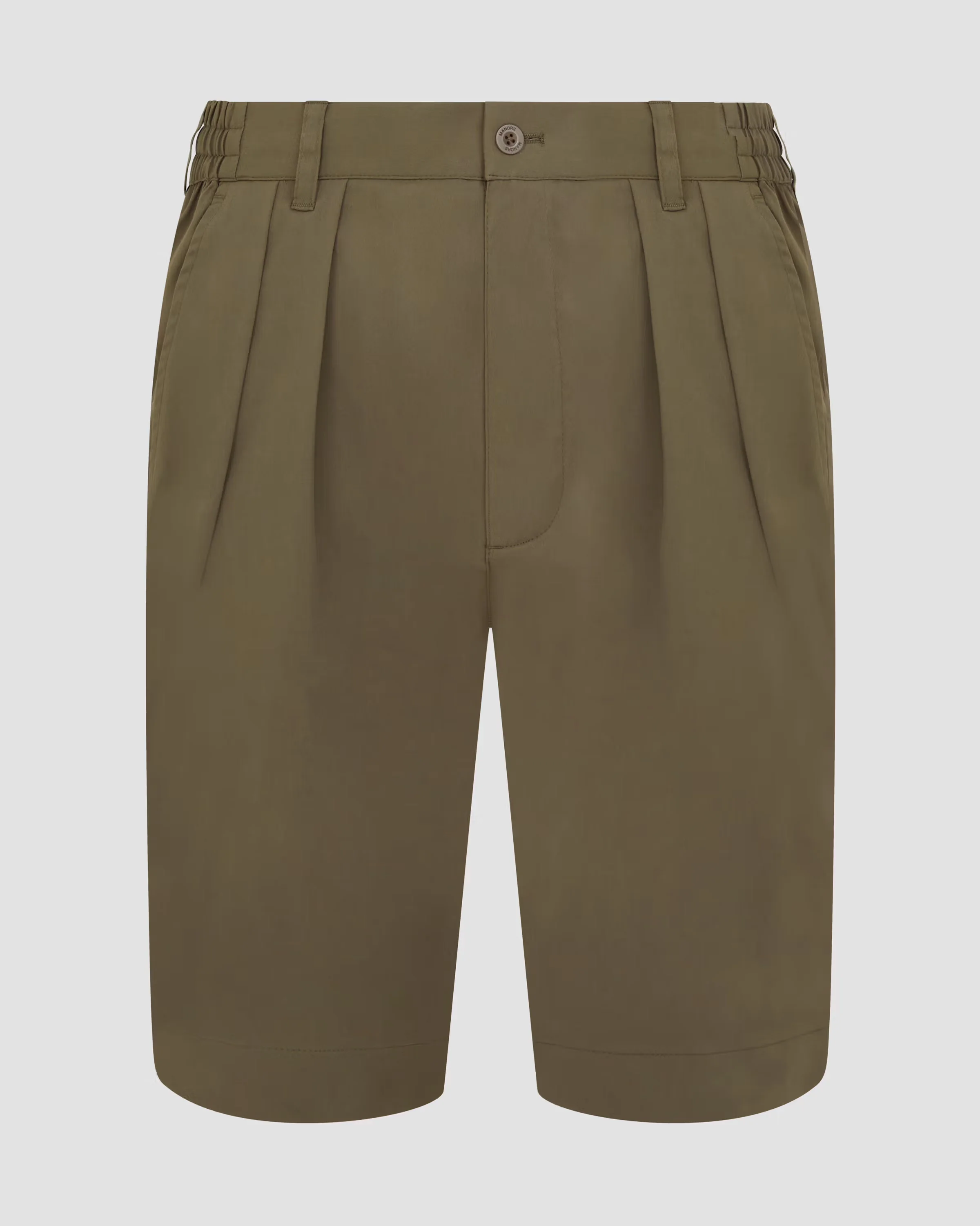 Manors Lightweight Pleated Shorts  - Dark Olive - Image 5
