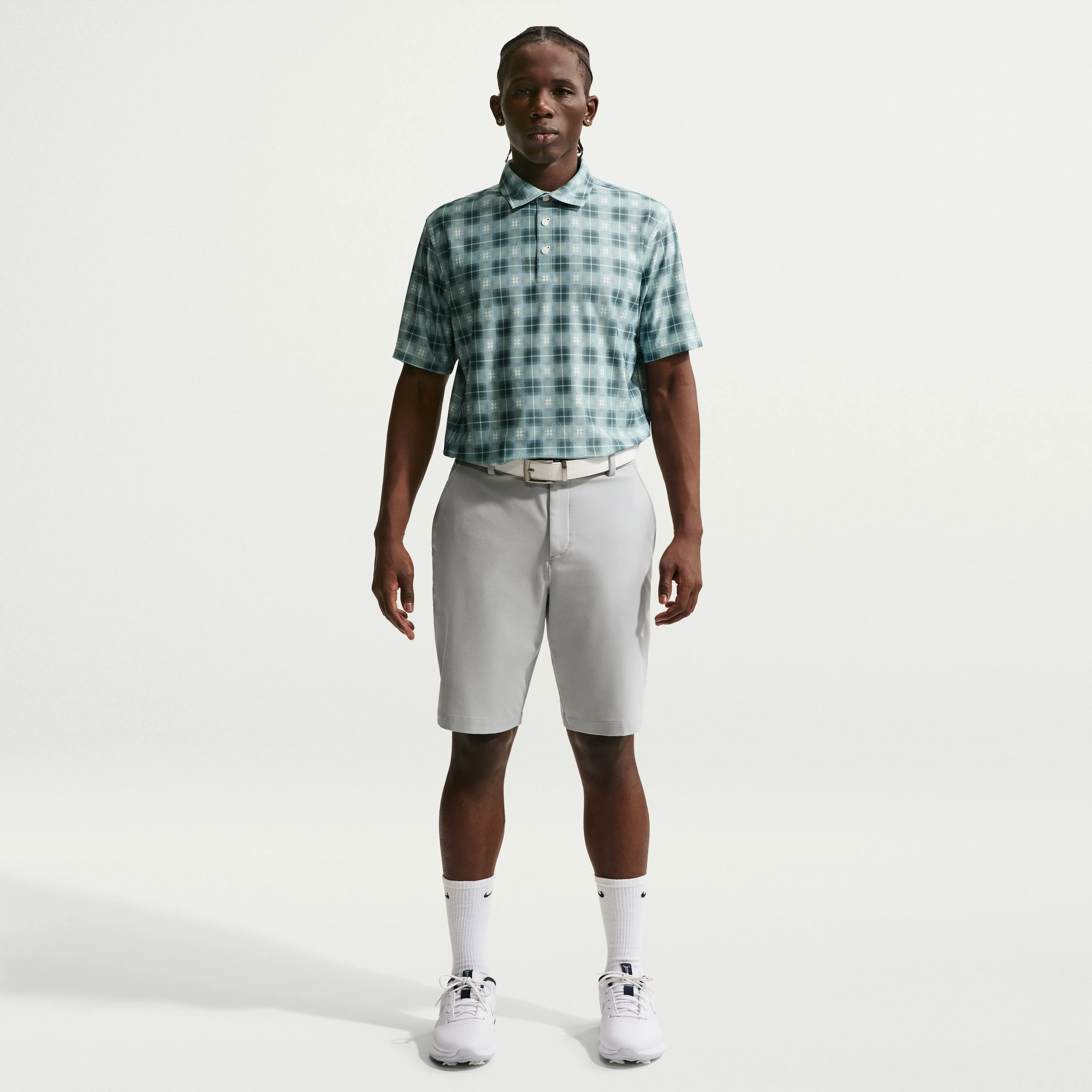 Nike Dri-FIT Tartan Polo - Green/Blue - Image 4