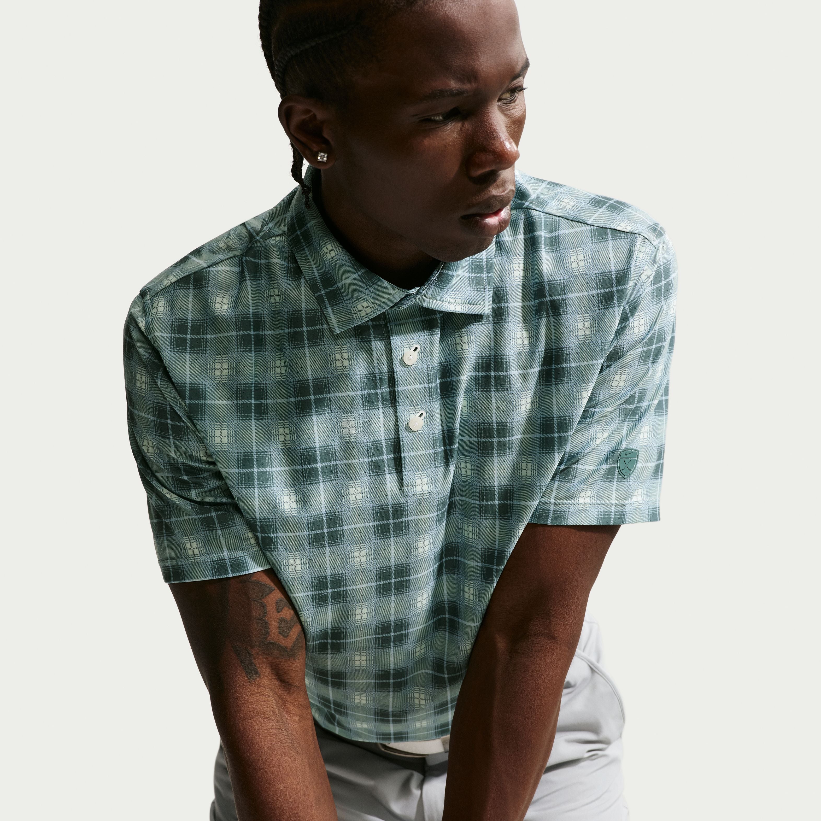 Nike Dri-FIT Tartan Polo - Green/Blue - Image 5