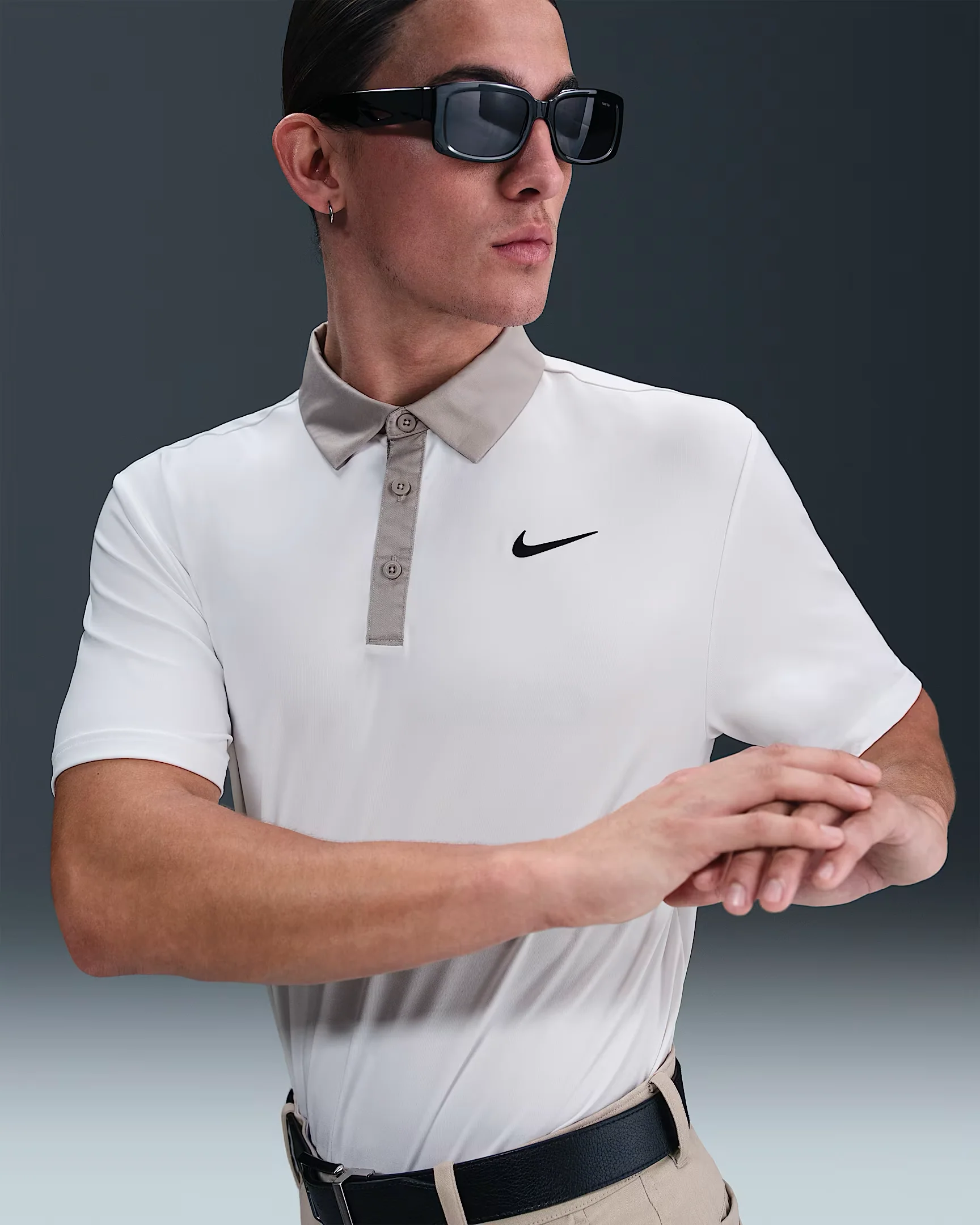 Nike Dri-FIT Tour Contrast Polo - White/College Grey - Image 4