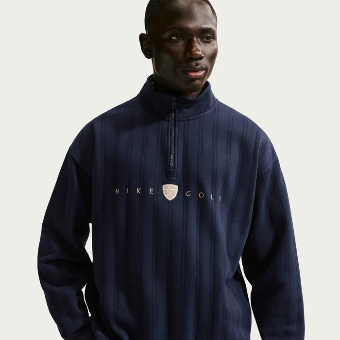 Nike Fairway Fresh Men's Therma-FIT Oversized 1/2-Zip Golf Top - College Navy/Limestone - Image 3