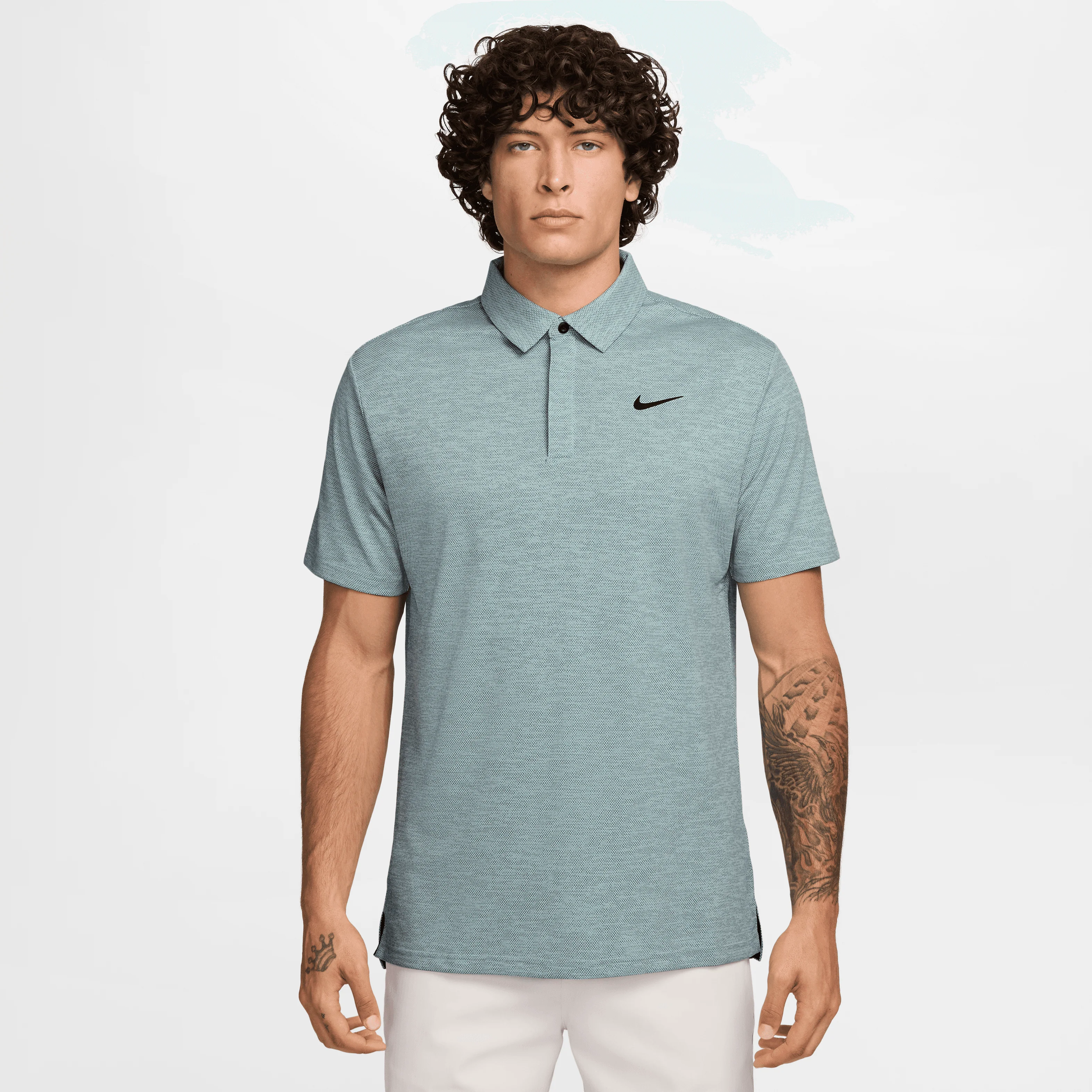 Nike Golf Men's Dri-FIT Jacquard Golf Polo - Ocean Cube - Image 3