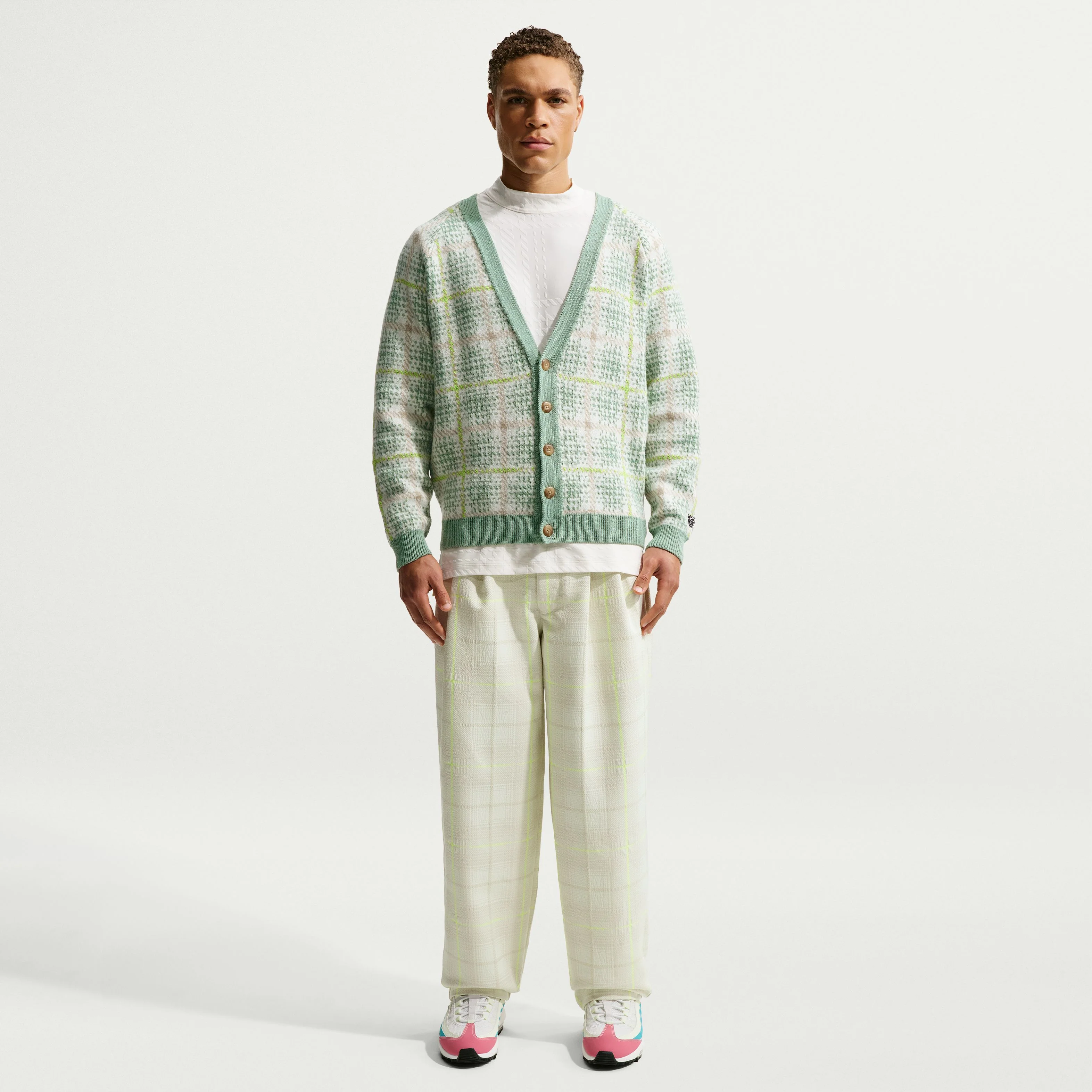 Nike Golf Tartan Cardigan - Green - Image 4