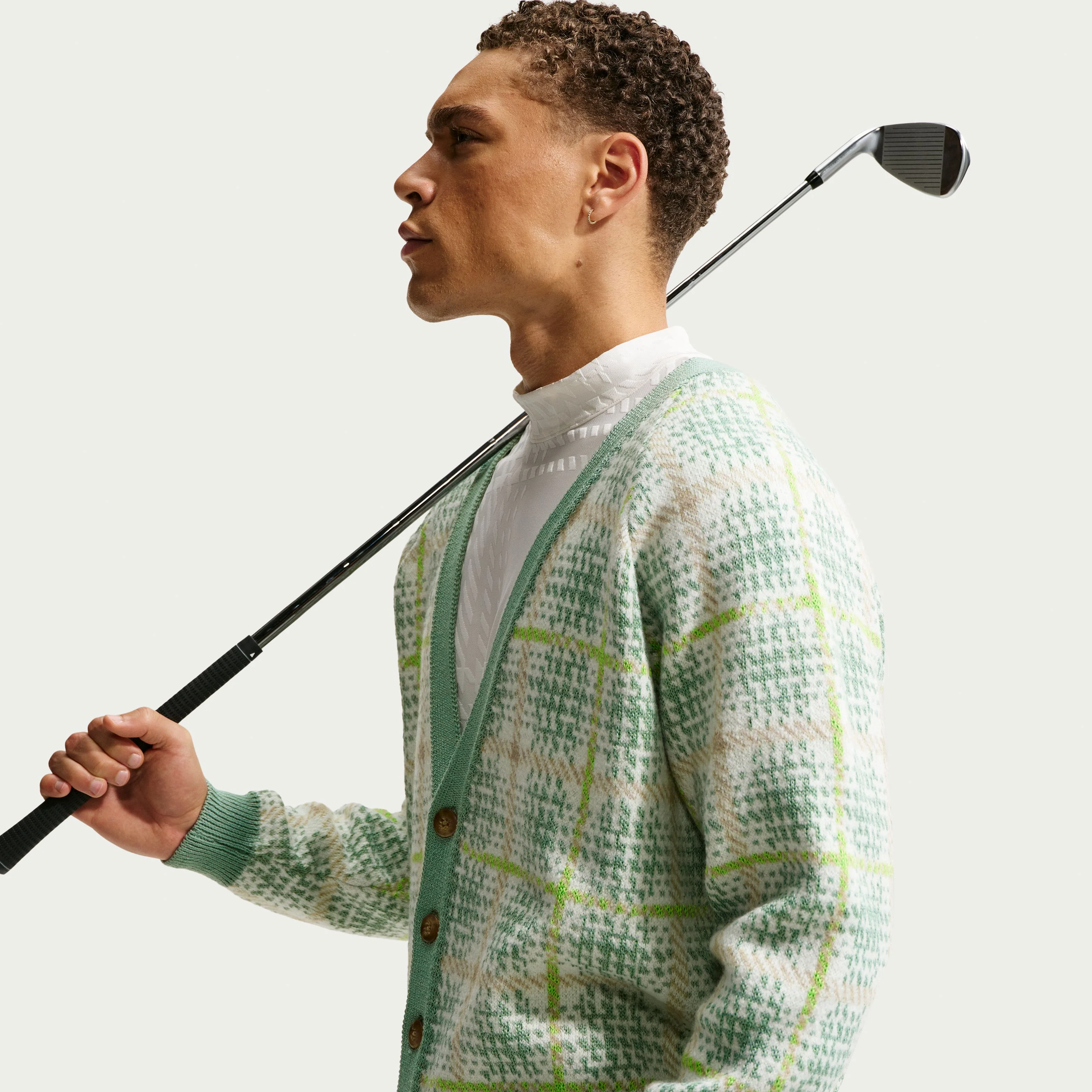 Nike Golf Tartan Cardigan - Green - Image 5
