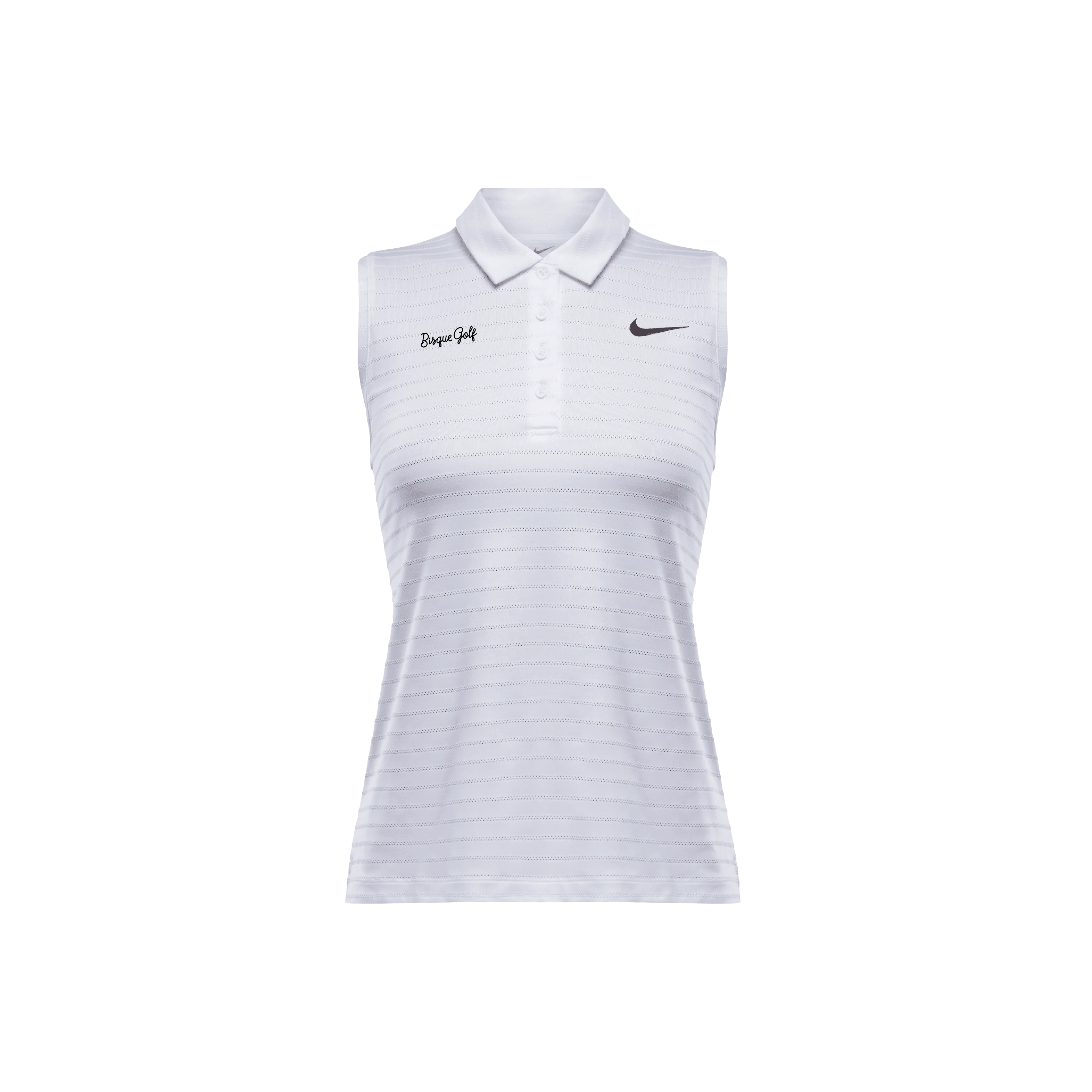 Nike with Bisque Victory Women's Dri-FIT Sleeveless Striped Golf Polo - White