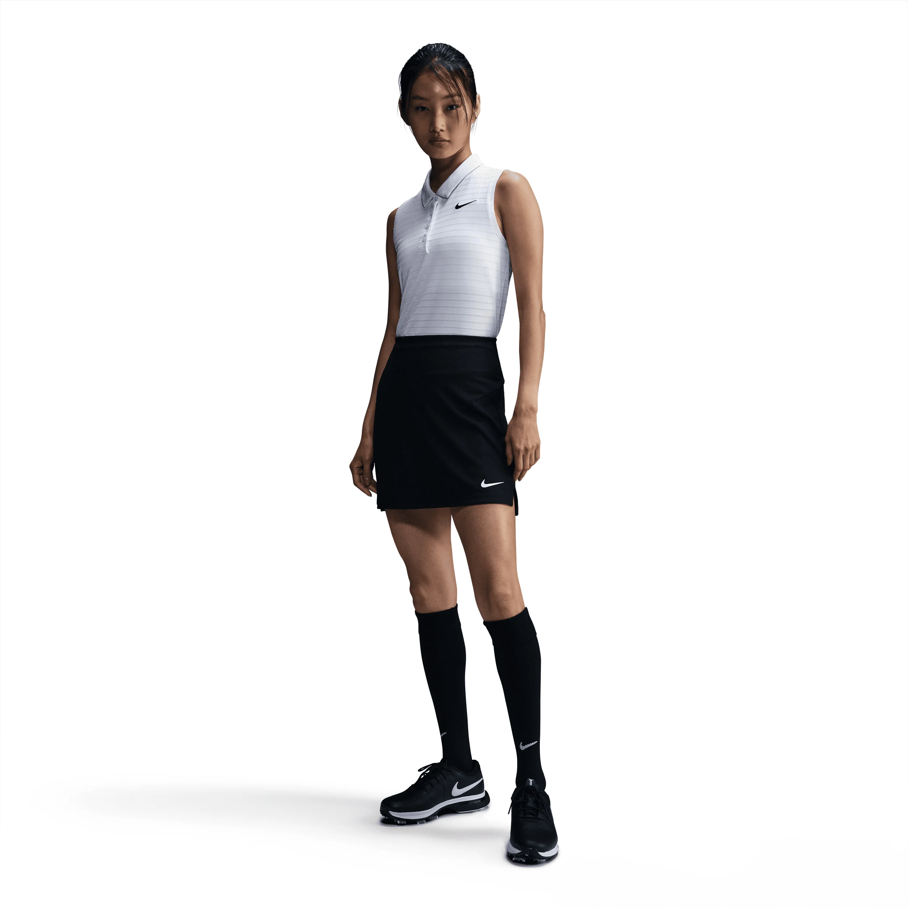 Nike with Bisque Victory Women's Dri-FIT Sleeveless Striped Golf Polo - White - Image 5