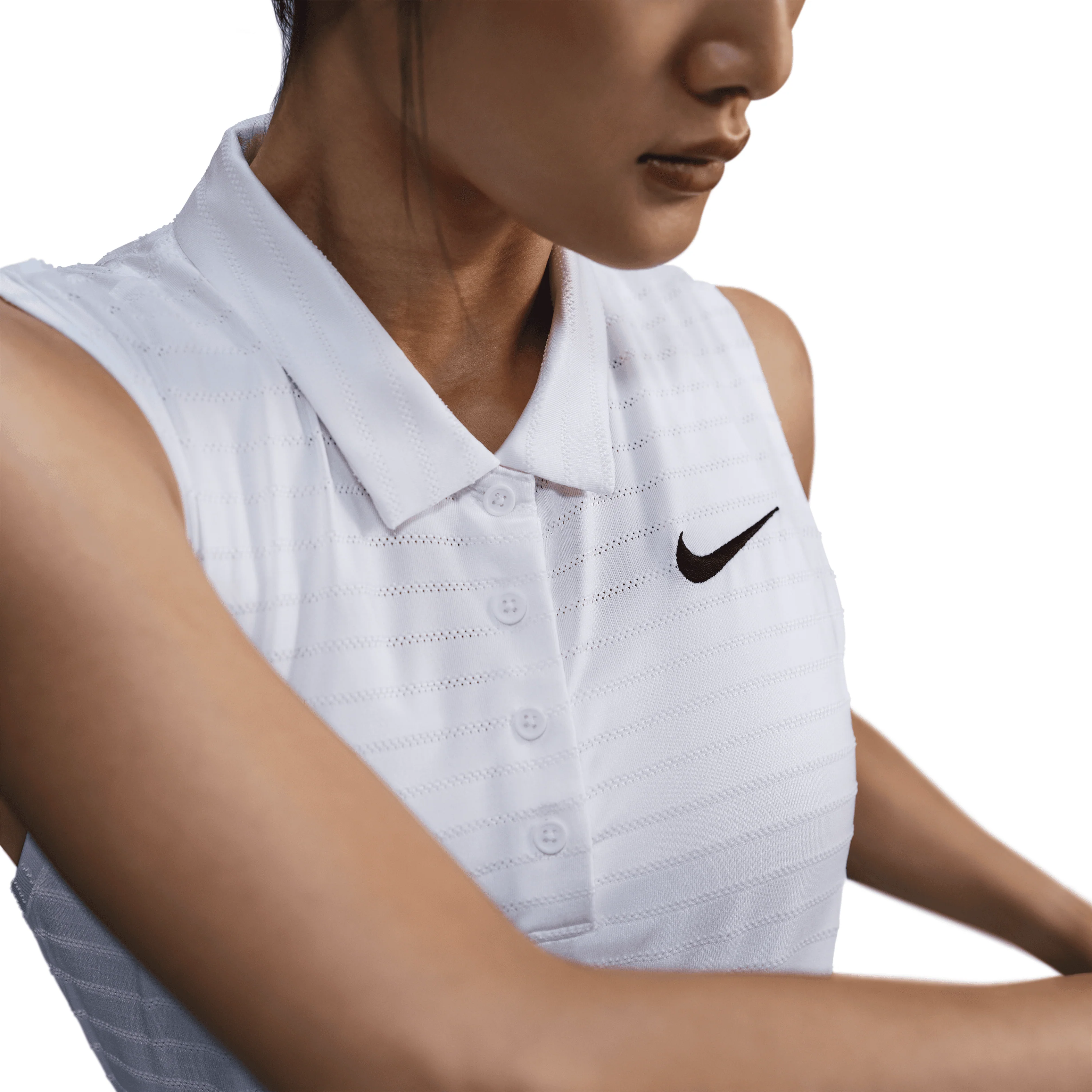 Nike with Bisque Victory Women's Dri-FIT Sleeveless Striped Golf Polo - White - Image 9