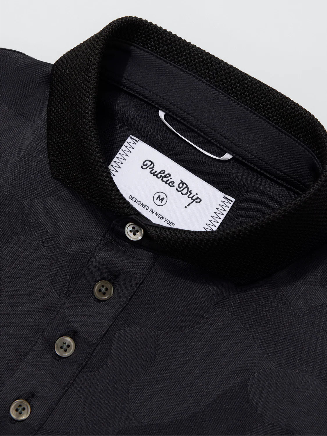 Public Drip Camo Jacquard Polo - Black - Image 3