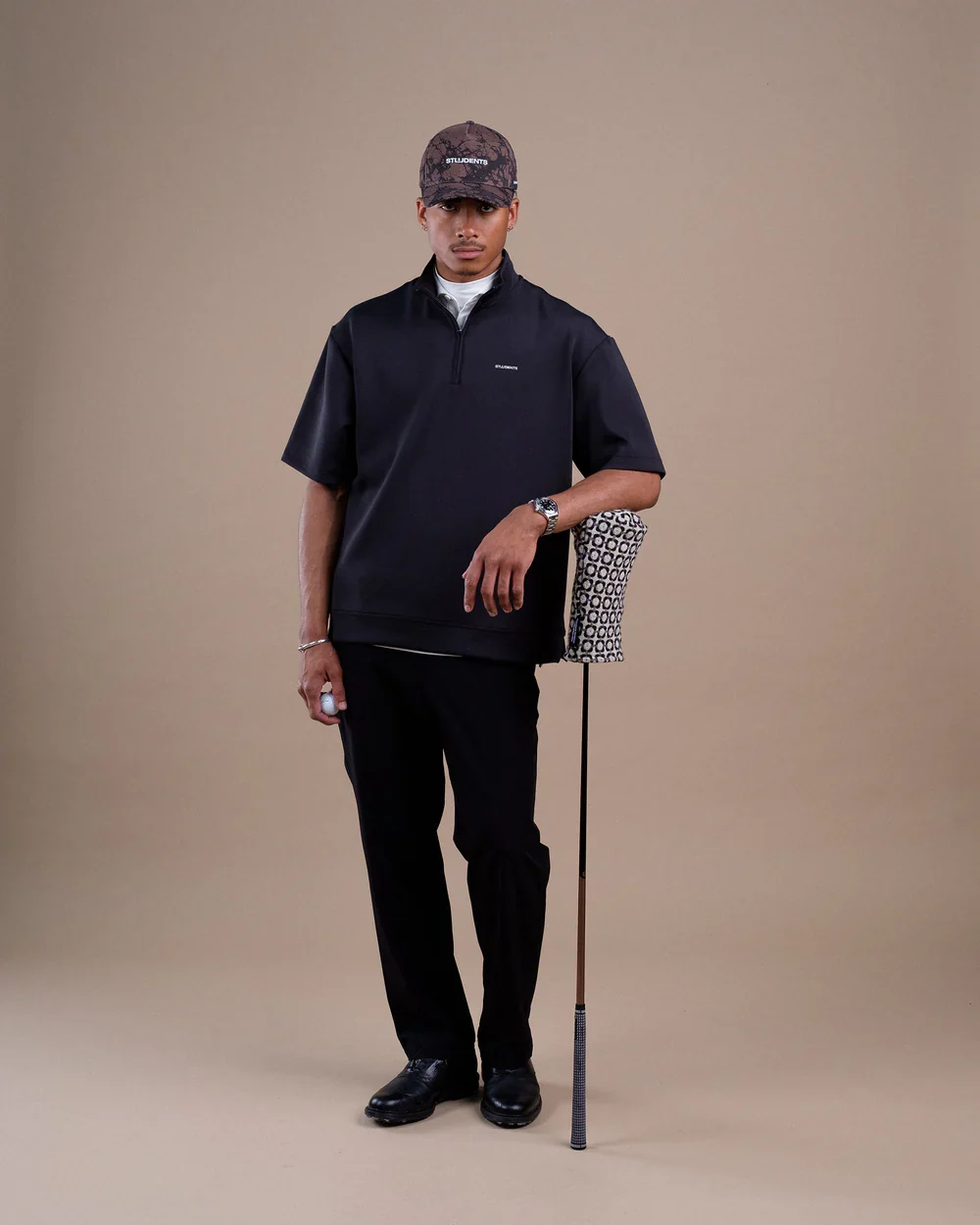 Students Course Studies Caddie S/S Qzip - Black - Image 2